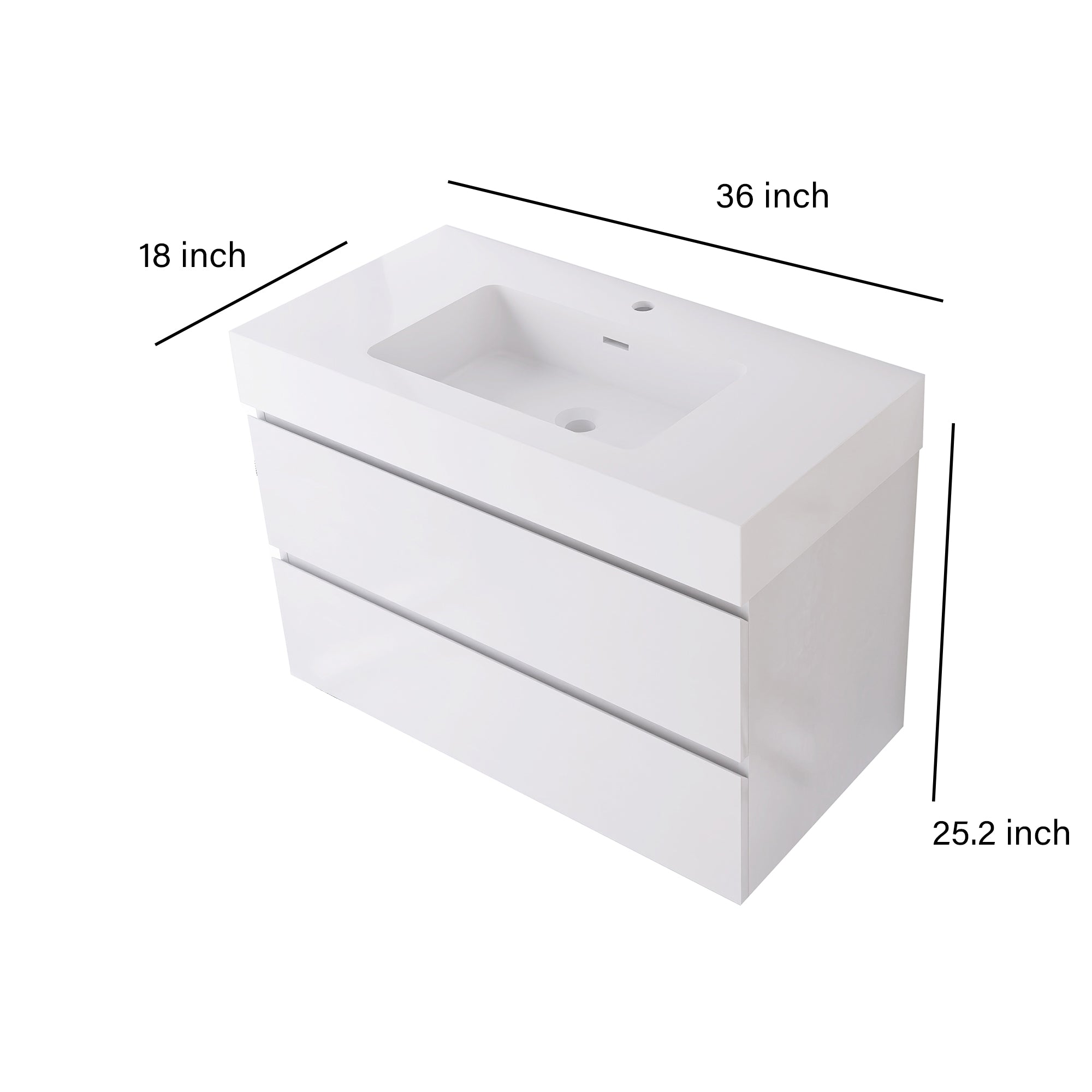 Wood Wall-Mounted Bathroom Vanity Set with Integrated Solid Surface Sink