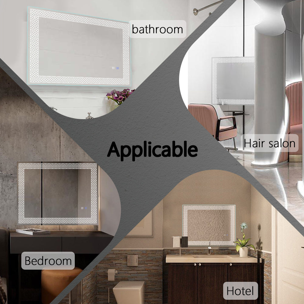 Rectangle Iron Framed Dimmable Anti-fog Wall Bathroom Vanity Mirror