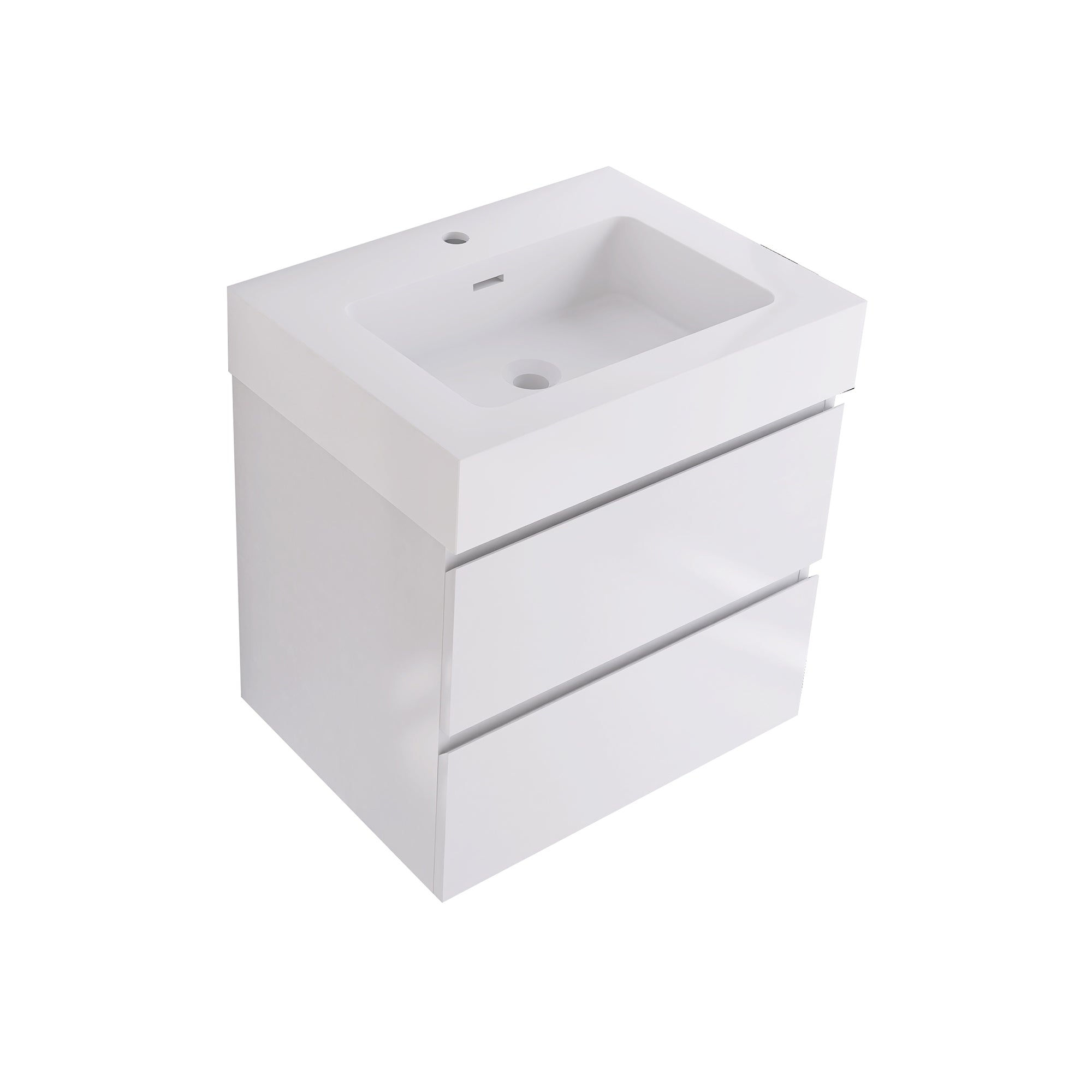 Wood Wall-Mounted Bathroom Vanity Set with Integrated Solid Surface Sink