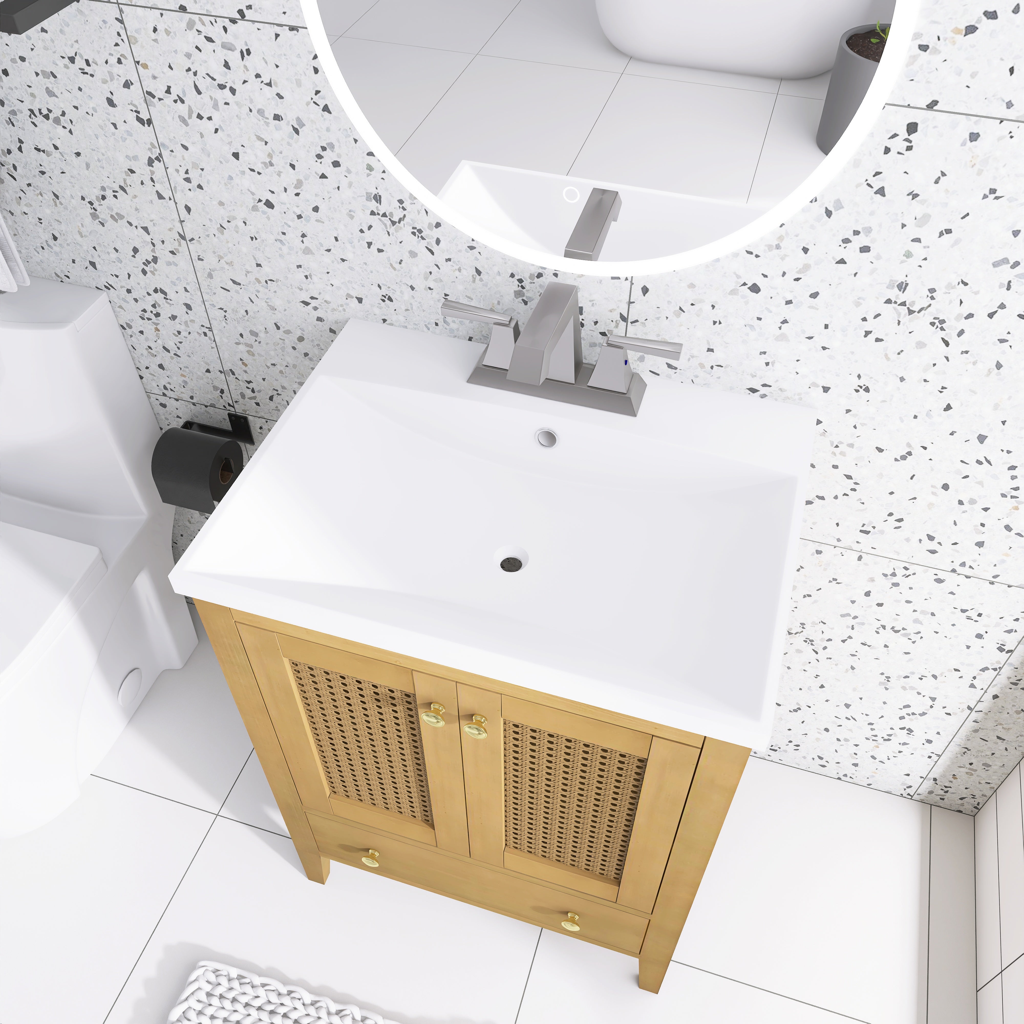 24 in. Freestanding Bath Vanity in Nature with White Ceramic Top