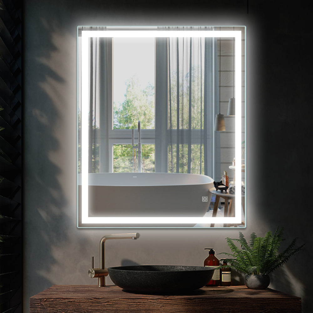 Rectangle Iron Framed Dimmable Anti-fog Wall Bathroom Vanity Mirror