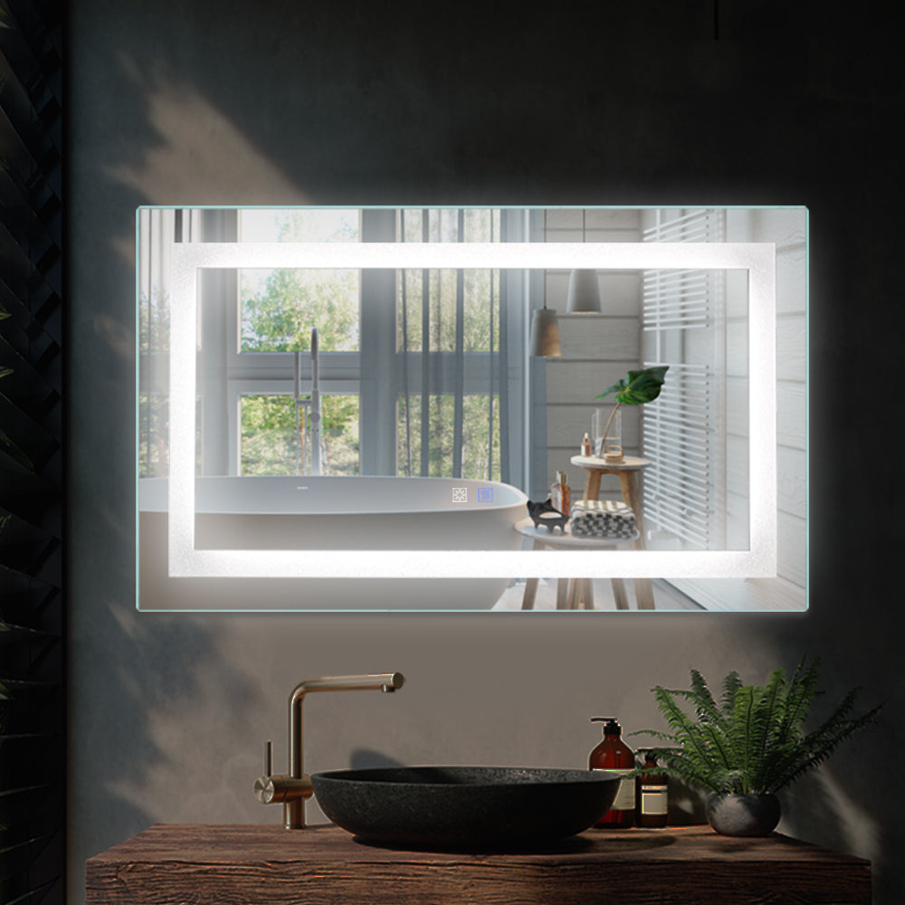 Rectangle Aluminium Framed Dimmable Anti-fog Wall Bathroom Vanity Mirror