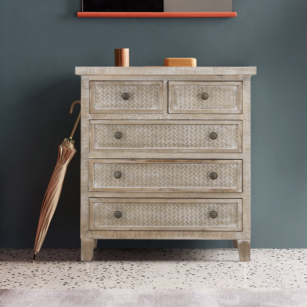 5 Drawer 29.5'' W Solid Wood Chest