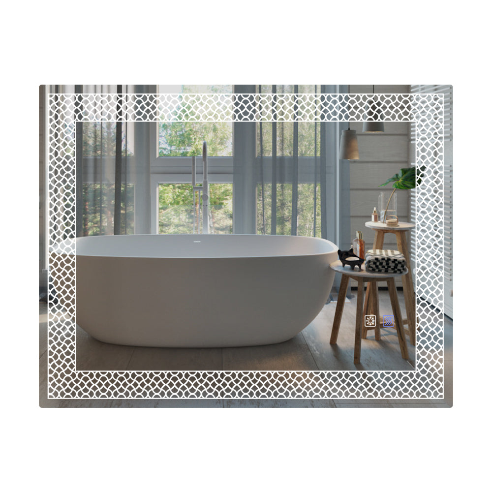 Rectangle Iron Framed Dimmable Anti-fog Wall Bathroom Vanity Mirror
