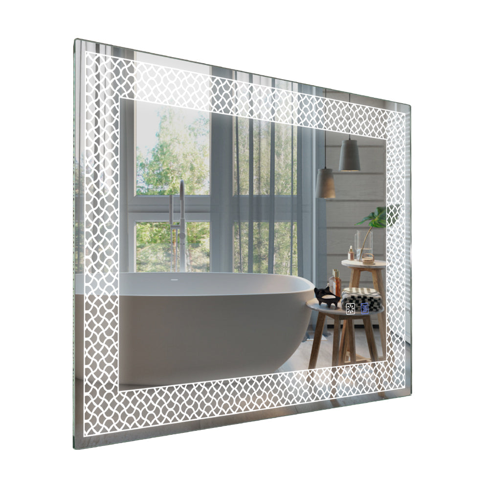 Rectangle Iron Framed Dimmable Anti-fog Wall Bathroom Vanity Mirror
