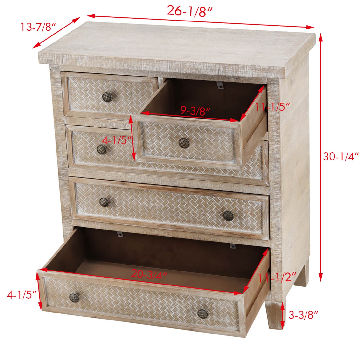 5 Drawer 29.5'' W Solid Wood Chest