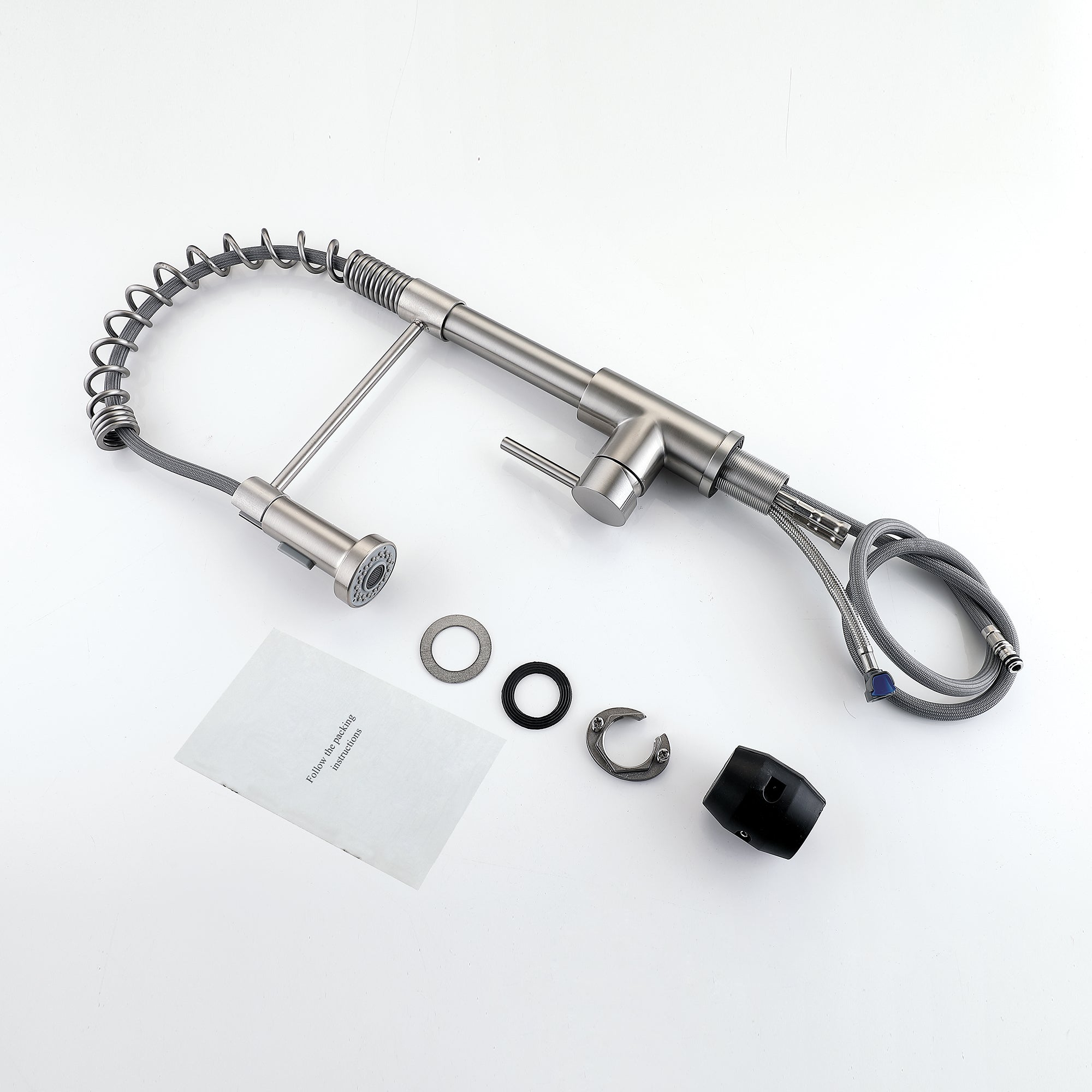 Single Handle Deck Mounted Spring Neck Pull Down Kitchen Faucet