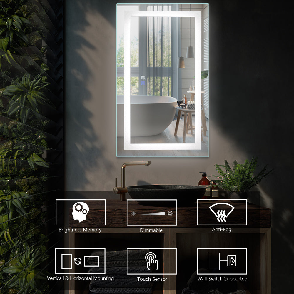 Rectangle Aluminium Framed Dimmable Anti-fog Wall Bathroom Vanity Mirror