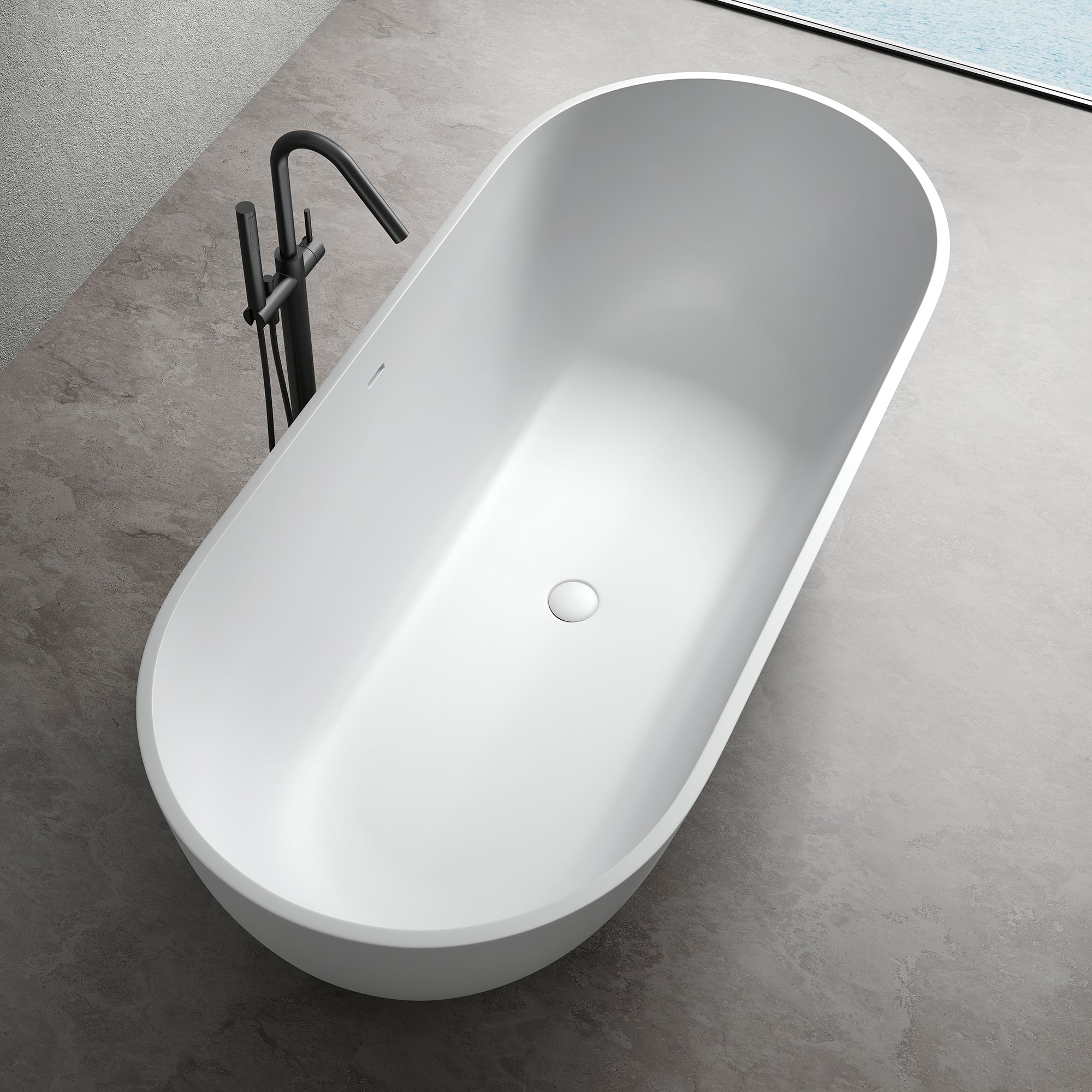 Solid Surface Freestanding Soaking Bathtub