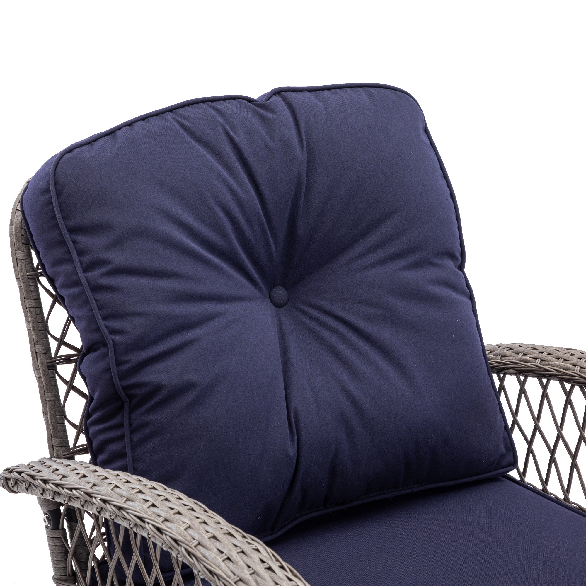 3 Pieces Outdoor Patio Wicker Swivel Chair Set with Cushions