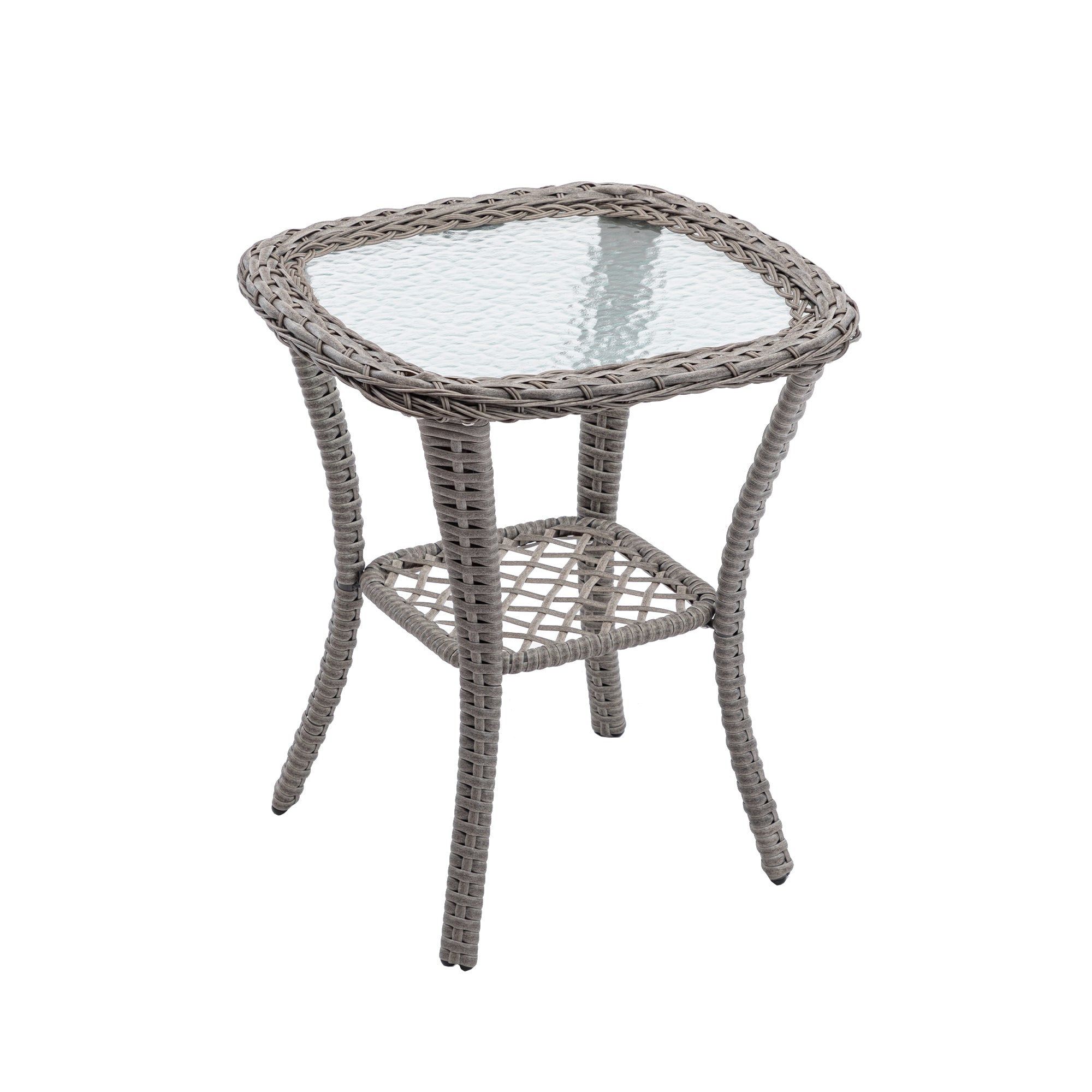 3 Pieces Outdoor Patio Wicker Swivel Chair Set with Cushions
