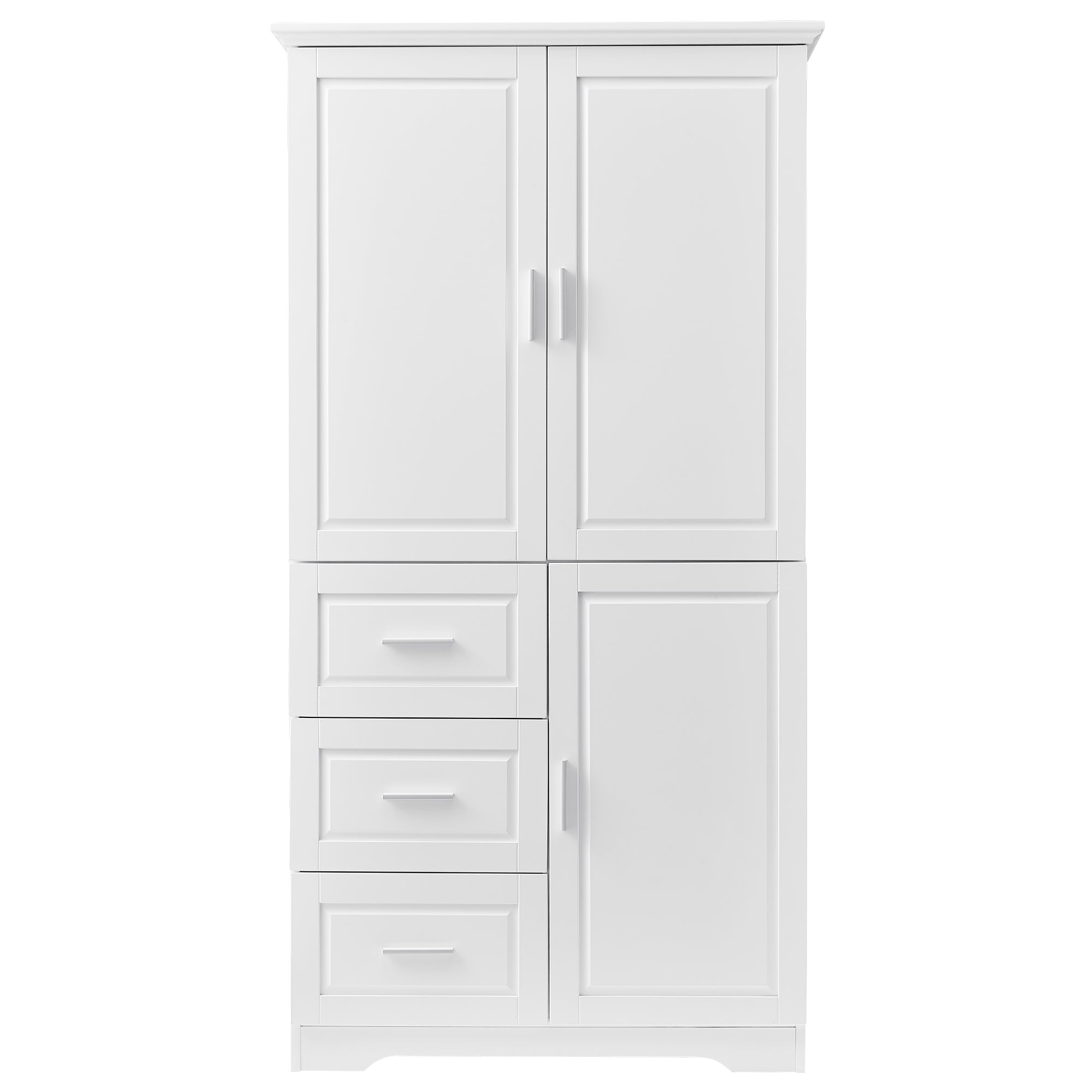 Tall and Wide Storage Cabinet with Doors for Bathroom/Office with Three Drawers