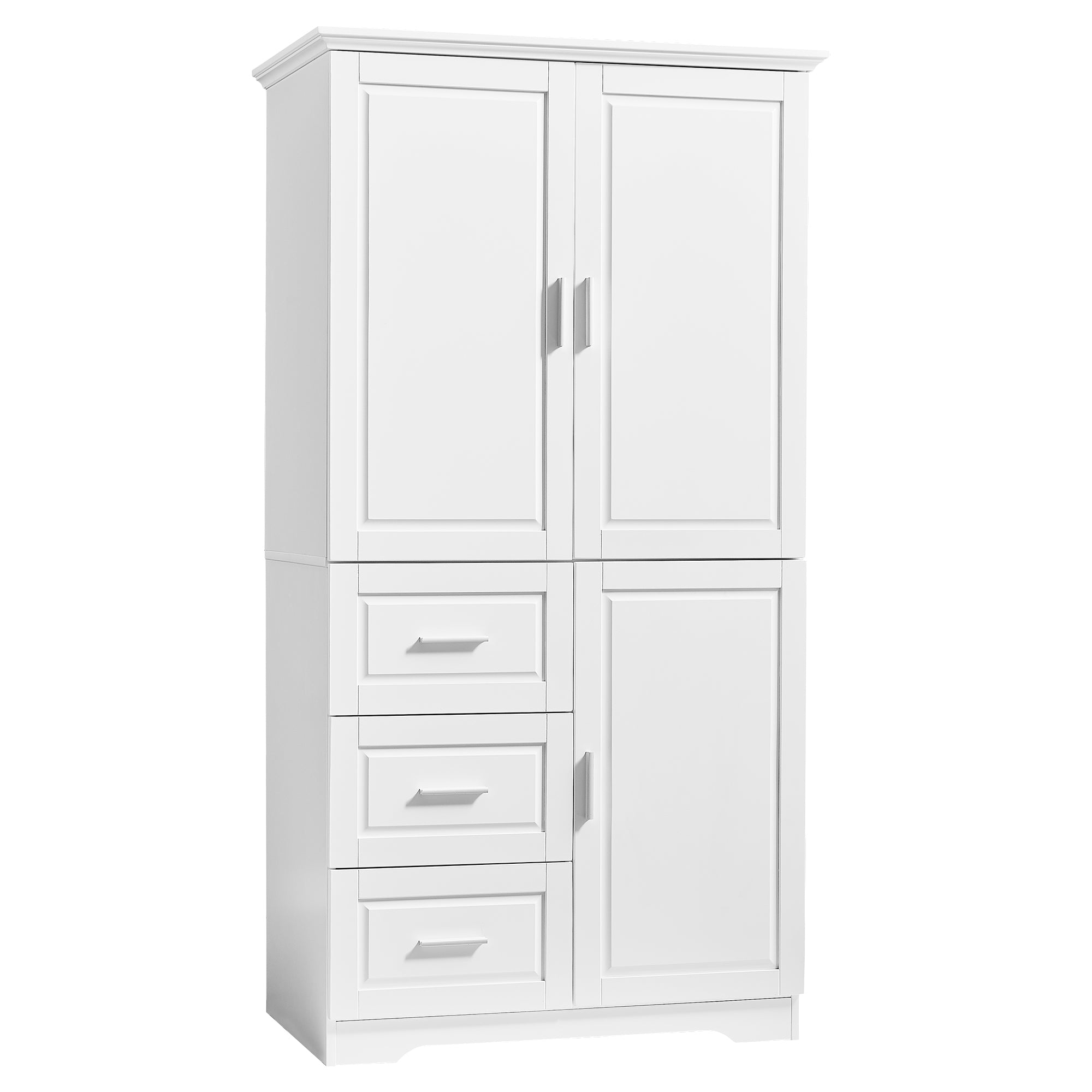 Tall and Wide Storage Cabinet with Doors for Bathroom/Office with Three Drawers