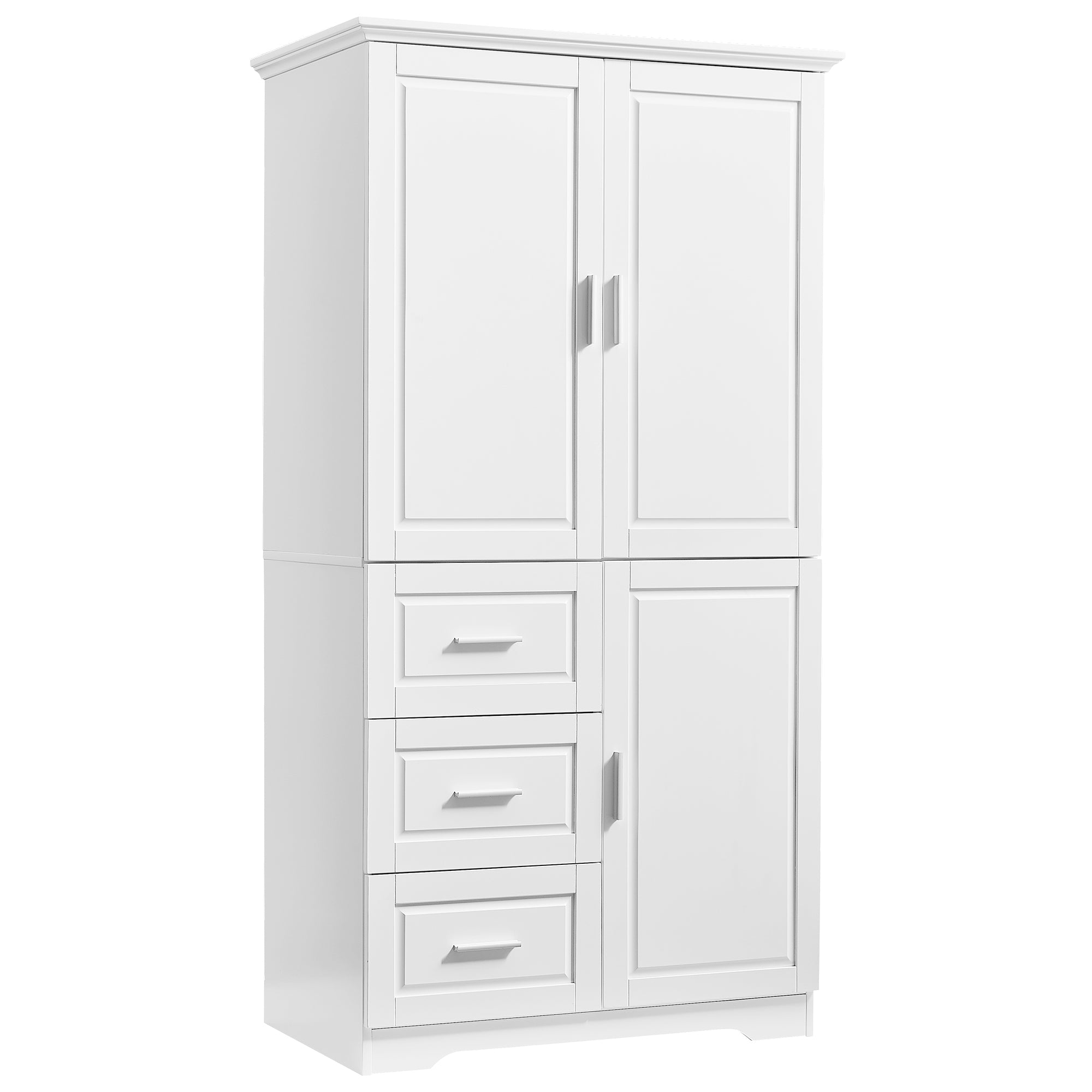 Tall and Wide Storage Cabinet with Doors for Bathroom/Office with Three Drawers