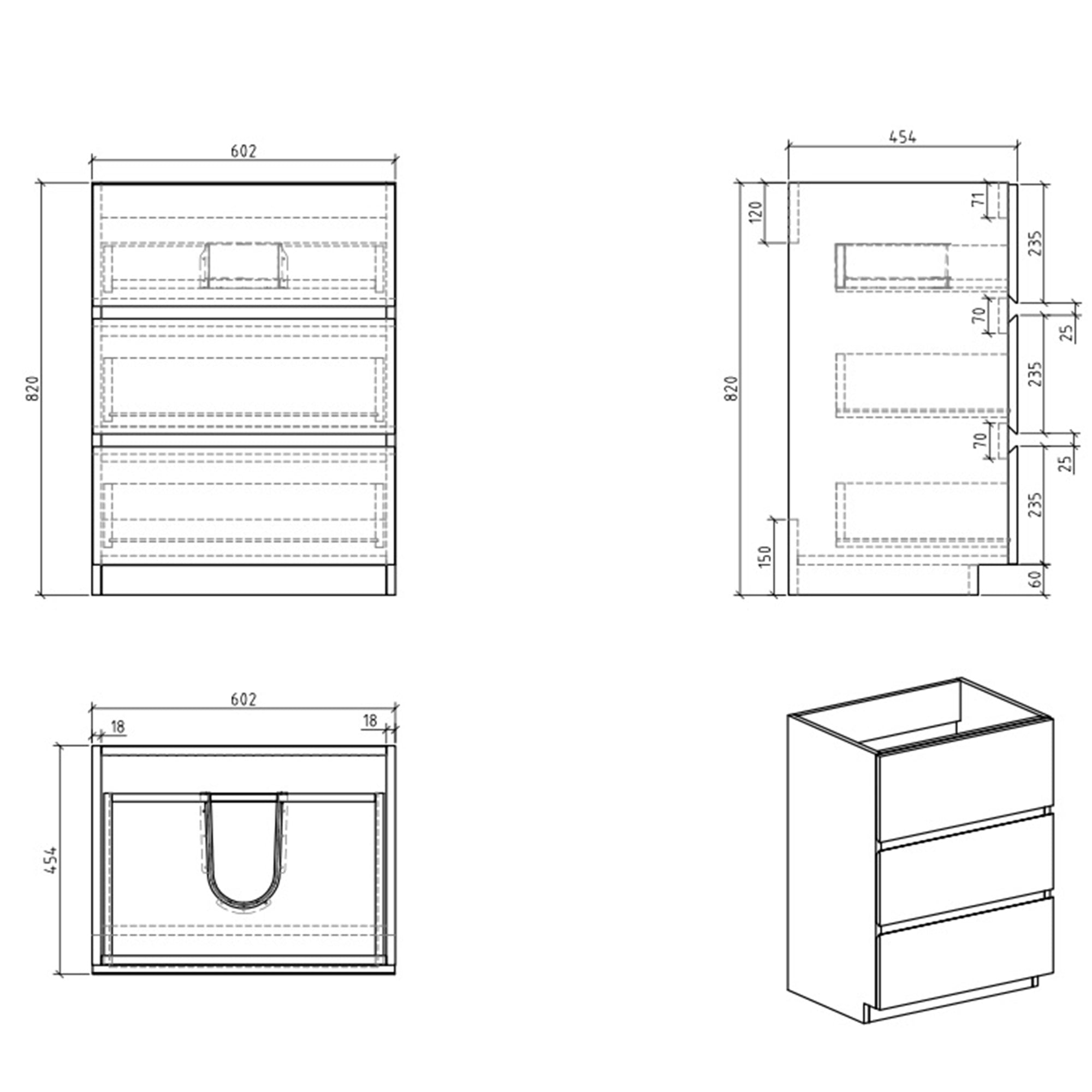 Wood Freestanding Bathroom Vanity Set with Integrated Solid Surface Sink