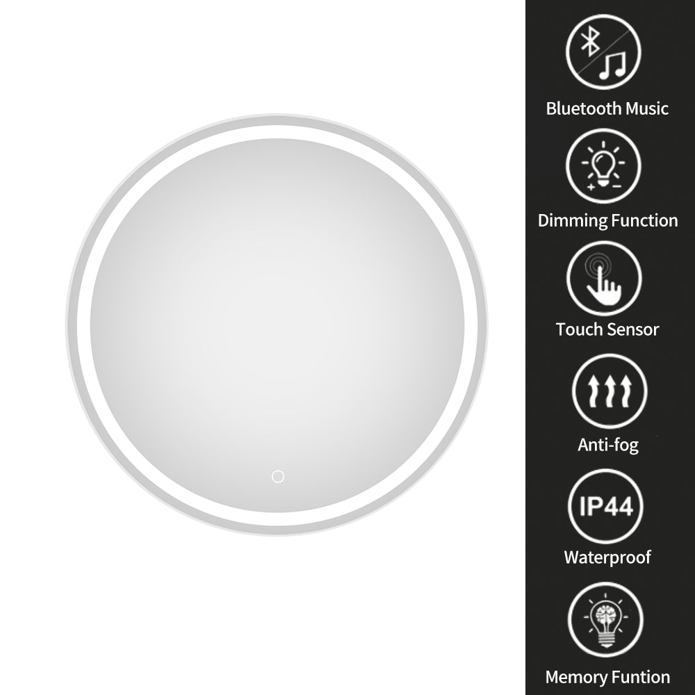 24 in. W x 24 in. H Round Frameless Wall-Mount Anti-Fog Bathroom Vanity Mirror