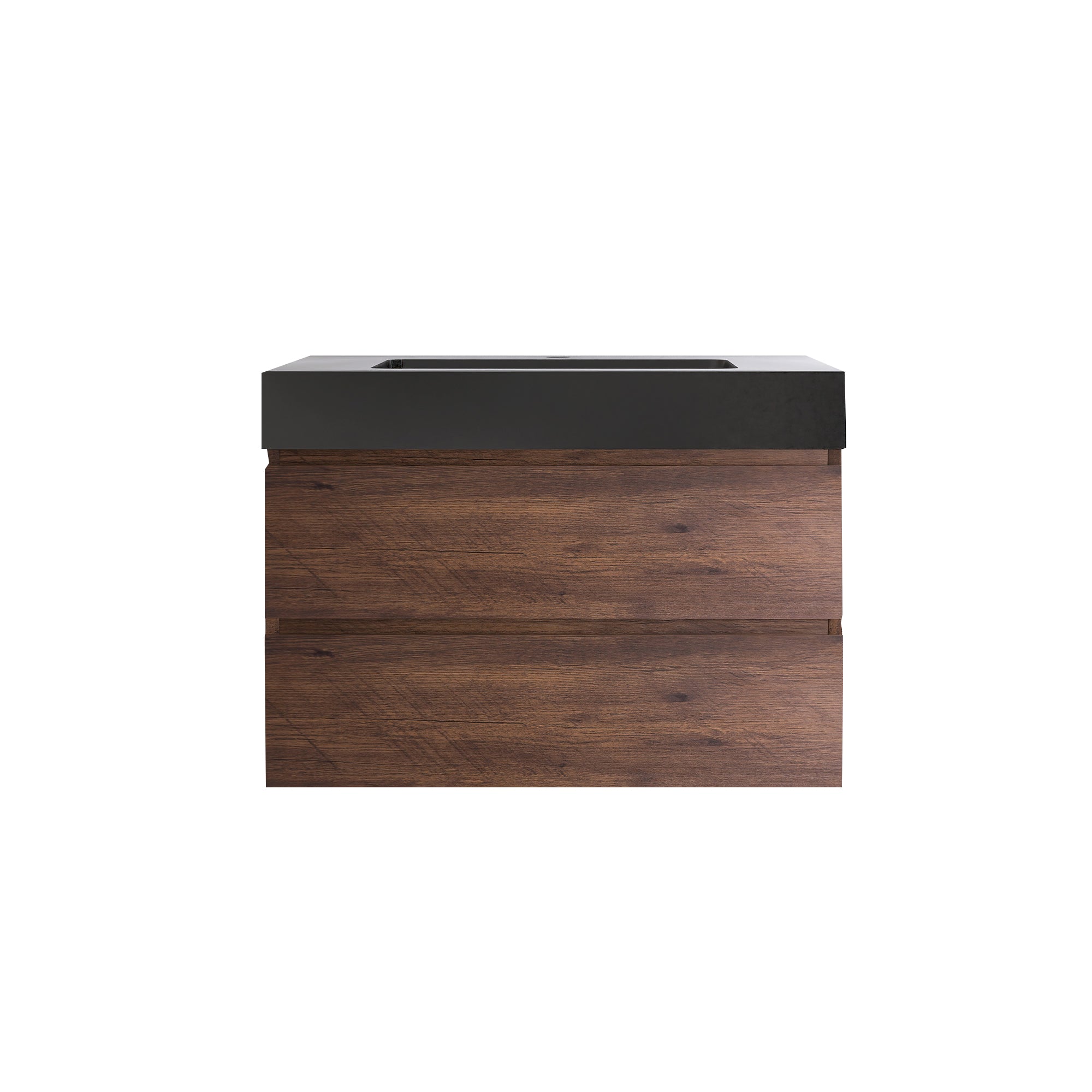 Wood Wall-Mounted Bathroom Vanity Set with Integrated Solid Surface Sink