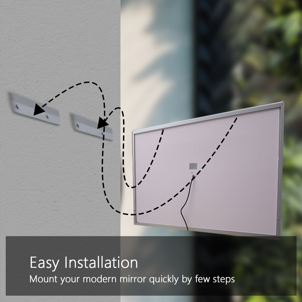 Rectangle Aluminium Framed Dimmable Anti-fog Wall Bathroom Vanity Mirror