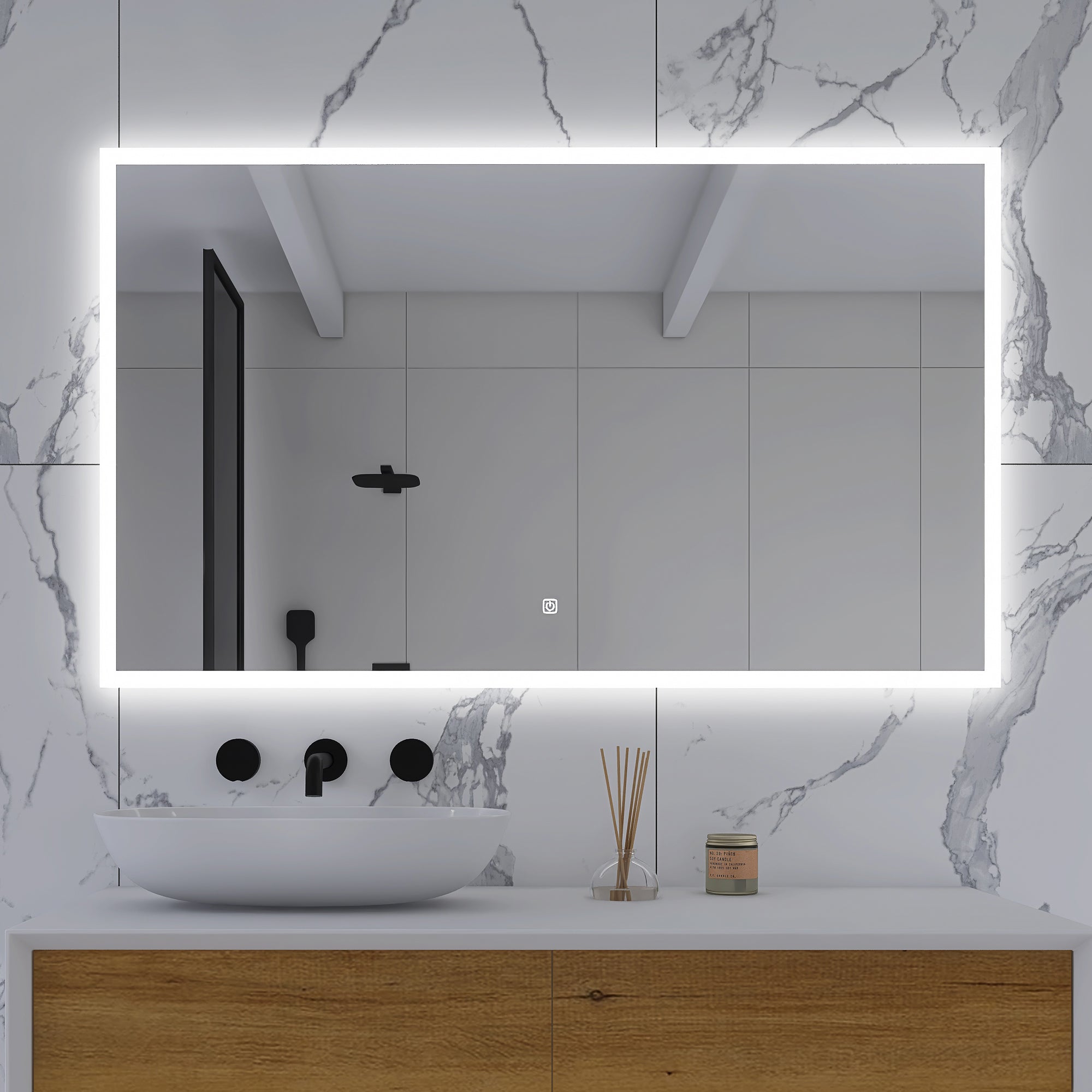 3041Rectangular Frameless Wall-Mount Anti-Fog LED Light Bathroom Vanity Mirror