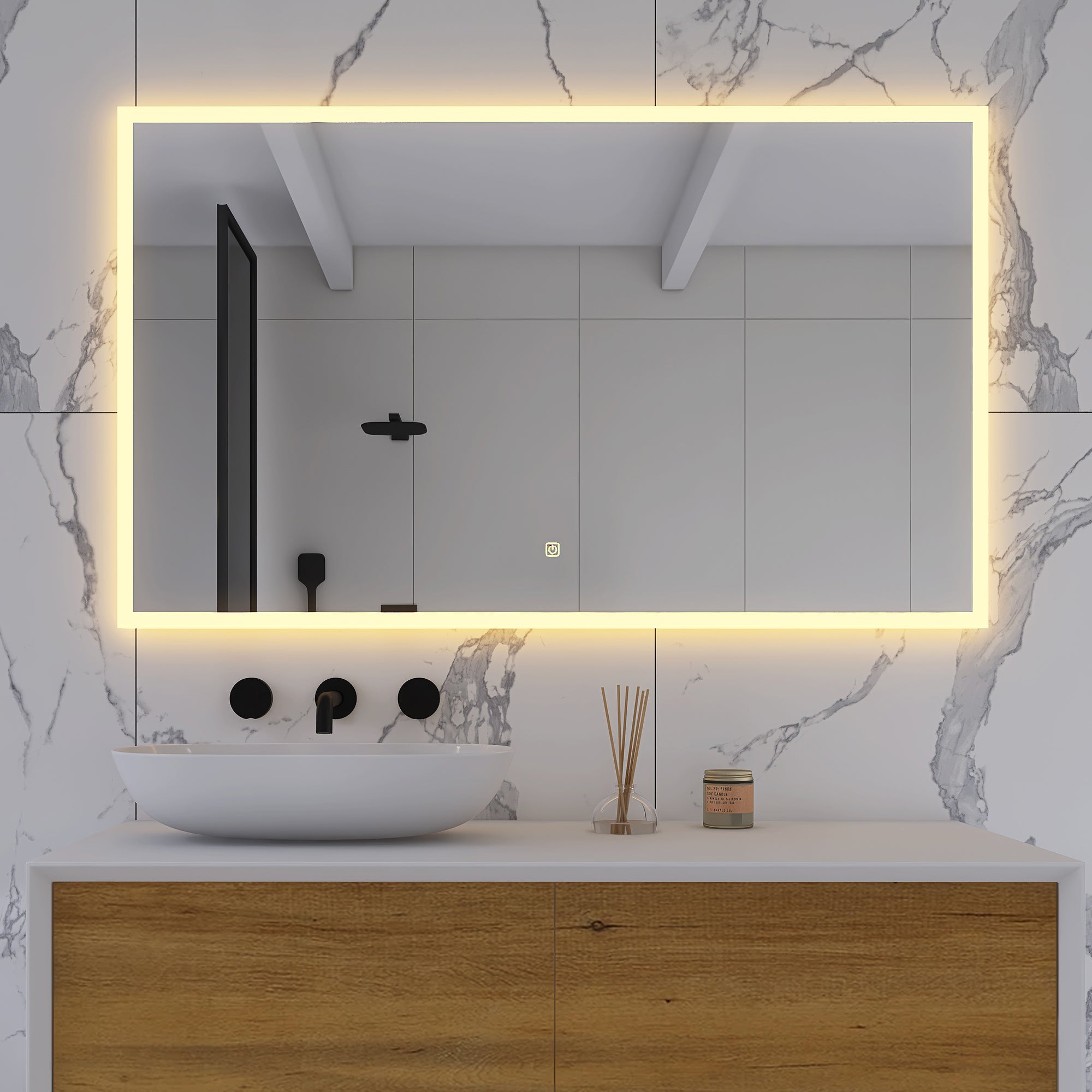 3041Rectangular Frameless Wall-Mount Anti-Fog LED Light Bathroom Vanity Mirror