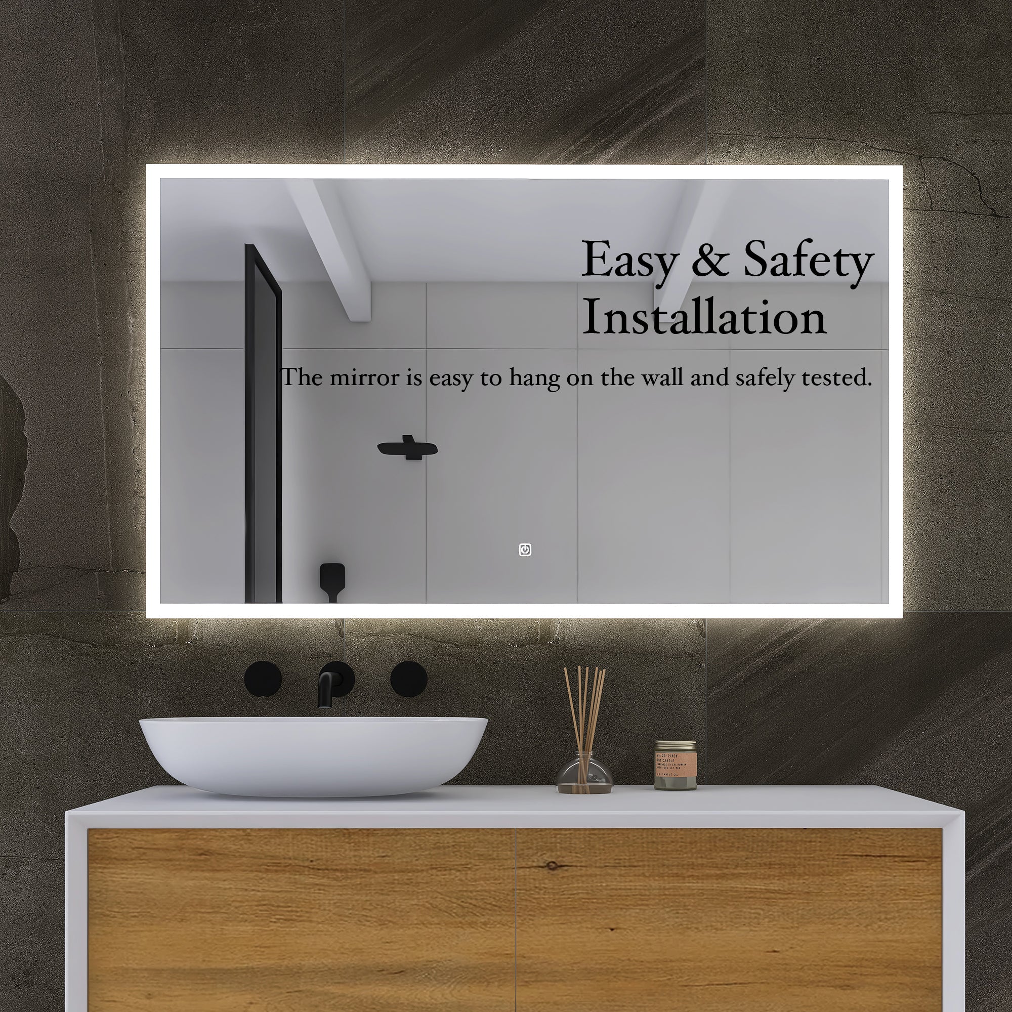 3041Rectangular Frameless Wall-Mount Anti-Fog LED Light Bathroom Vanity Mirror