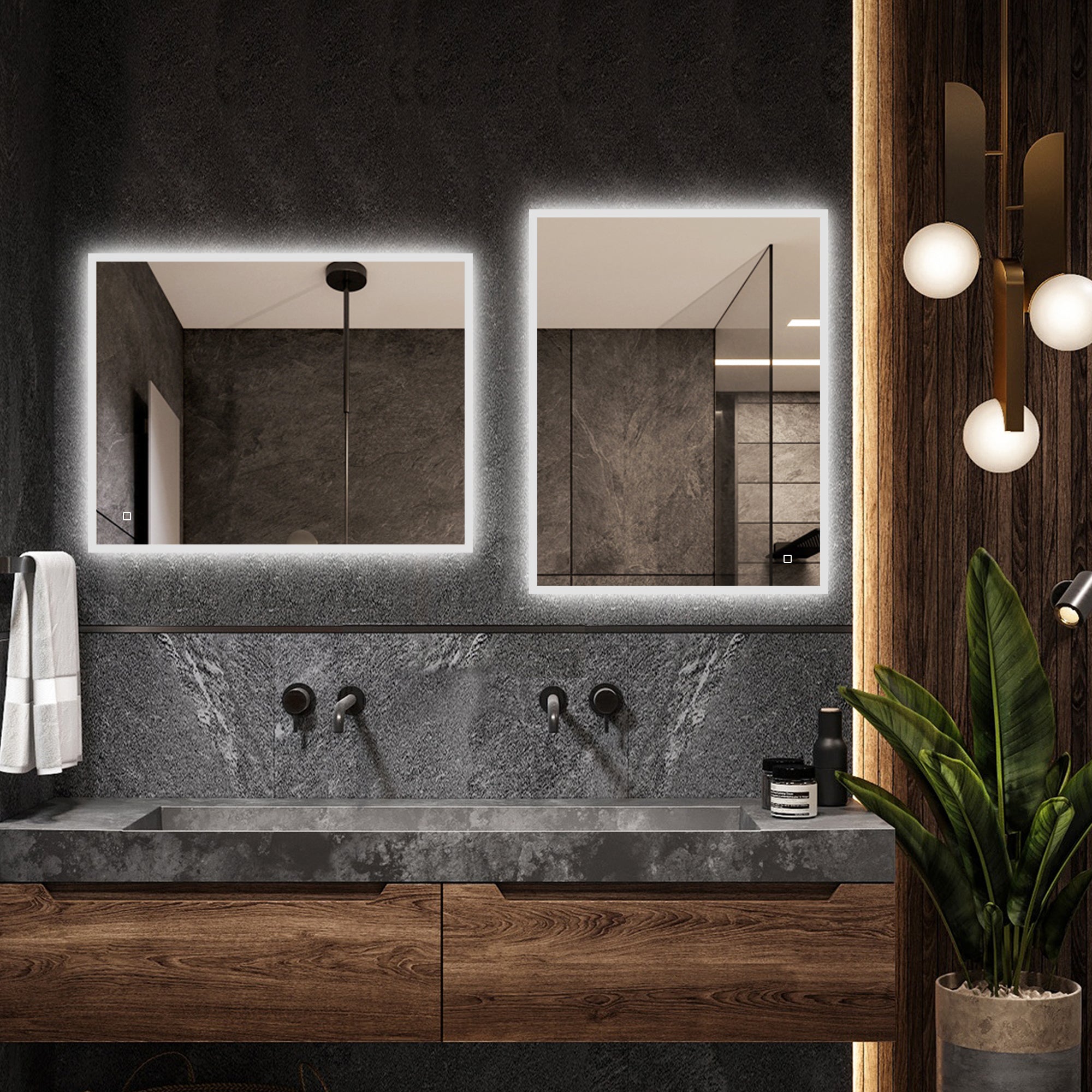 28 in. W x 35 in. H Large Rectangular Frameless Wall-Mount Anti-Fog LED Light Bathroom Vanity Mirror
