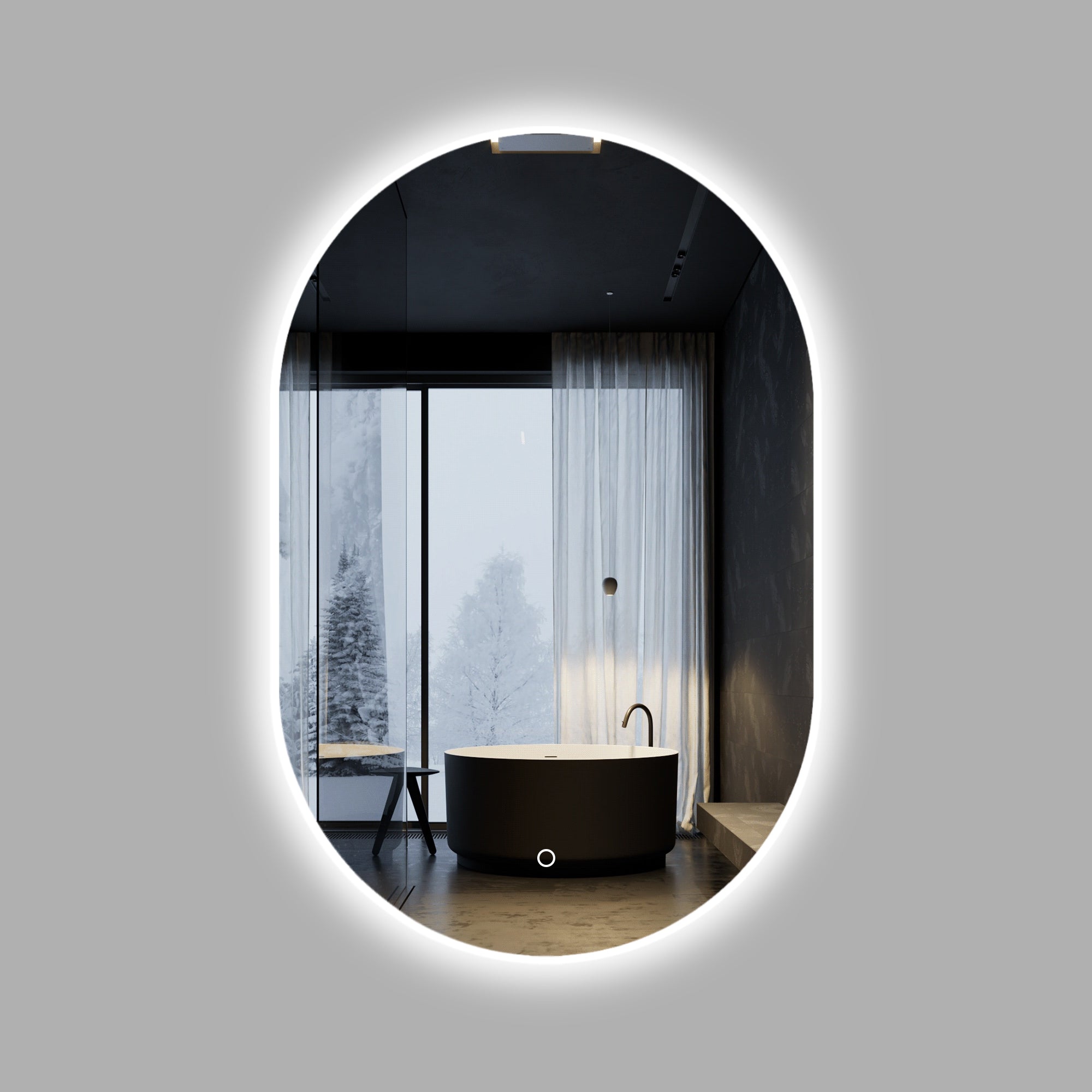 24 in. W x 36 in. H Large Oval Frameless Anti-Fog LED Light Wall-Mount Bathroom Vanity Mirror