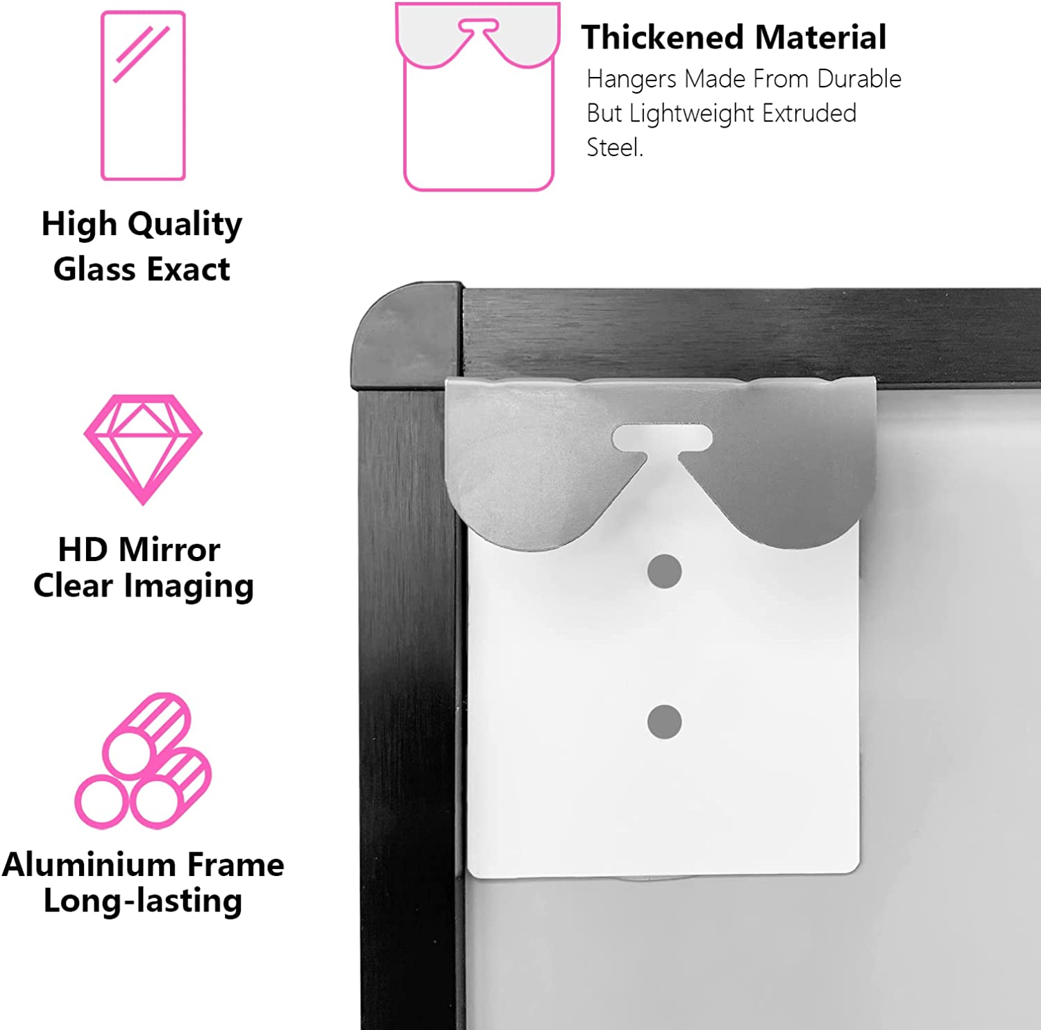 Rectangular Framed Freestanding Mirror in Black.