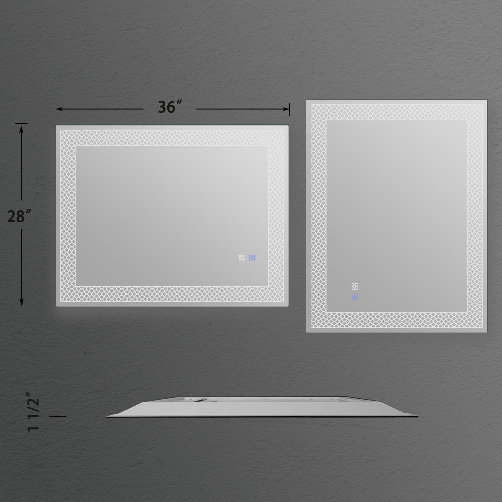 Rectangle Iron Framed Dimmable Anti-fog Wall Bathroom Vanity Mirror