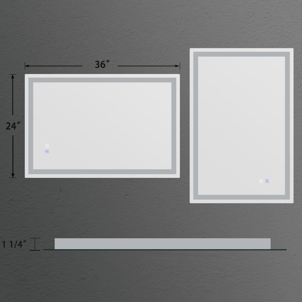 Rectangle Iron Framed Dimmable Anti-fog Wall Bathroom Vanity Mirror