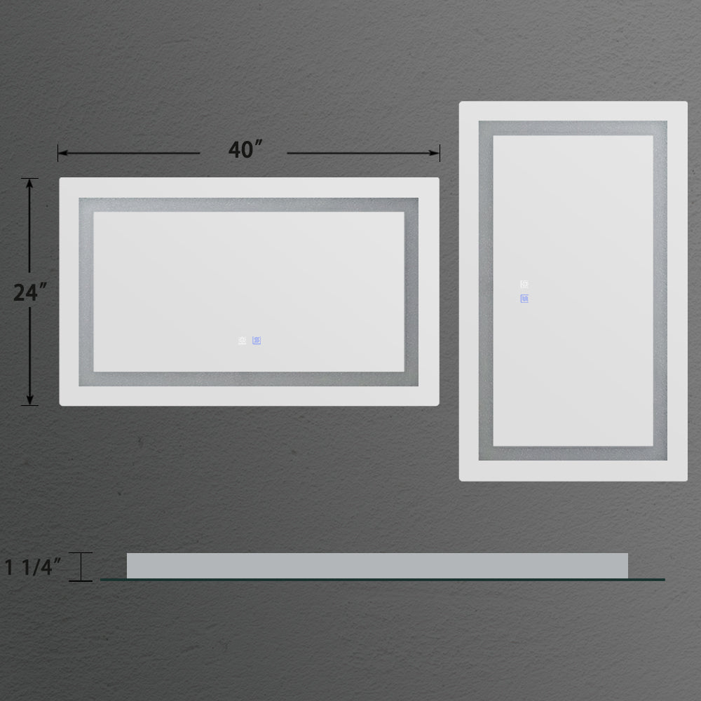 Rectangle Aluminium Framed Dimmable Anti-fog Wall Bathroom Vanity Mirror