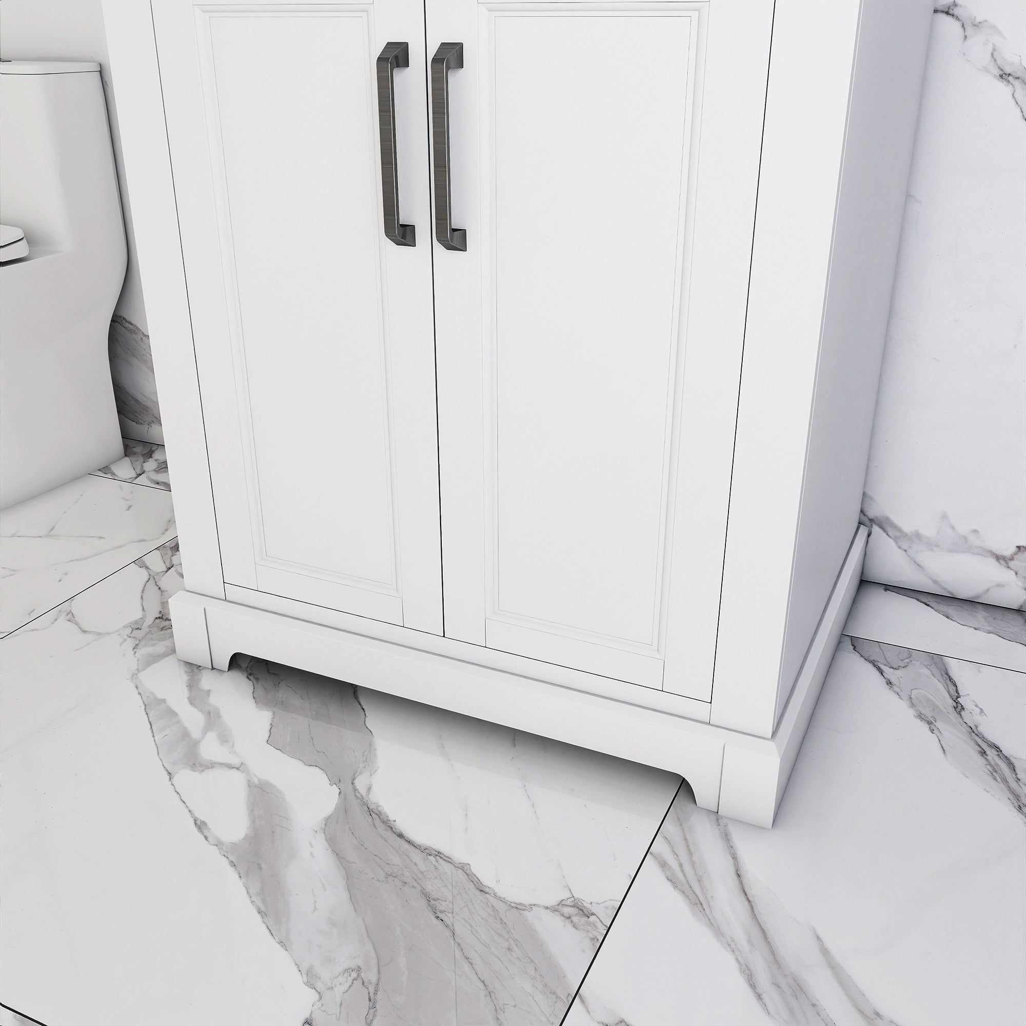 30 in. W x 22 in. D x 33 in. H Bath Vanity in White with Carrara White Marble Top