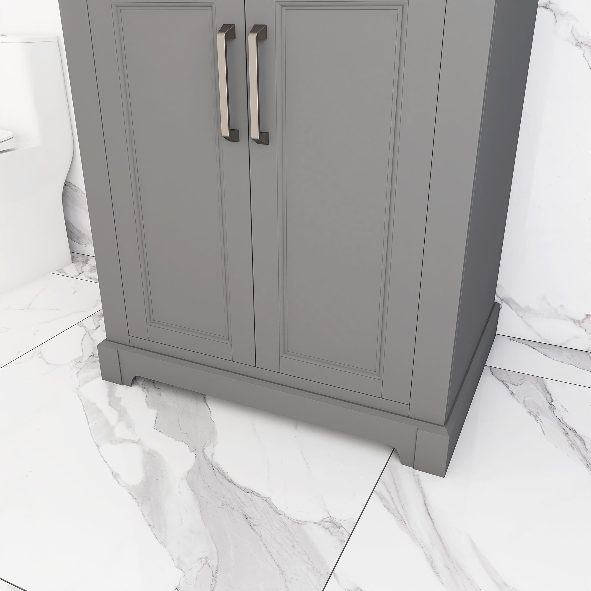 30 in. W x 22 in. D x 33 in. H Bath Vanity in Grey with Carrara White Marble Top