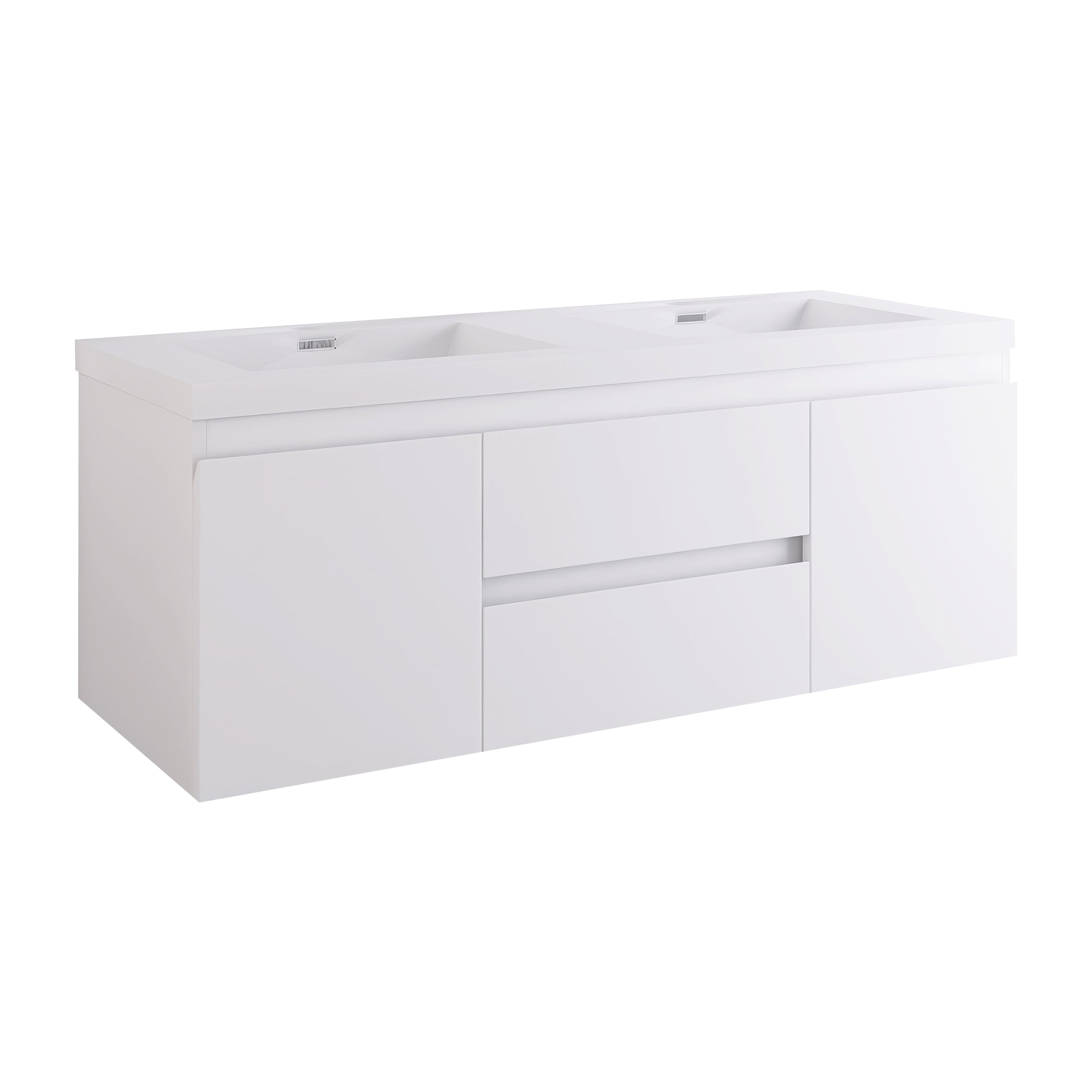 Staykiwi Wall-Mounted 2-drawer Bathroom Vanity Set with Integrated Resin Sink