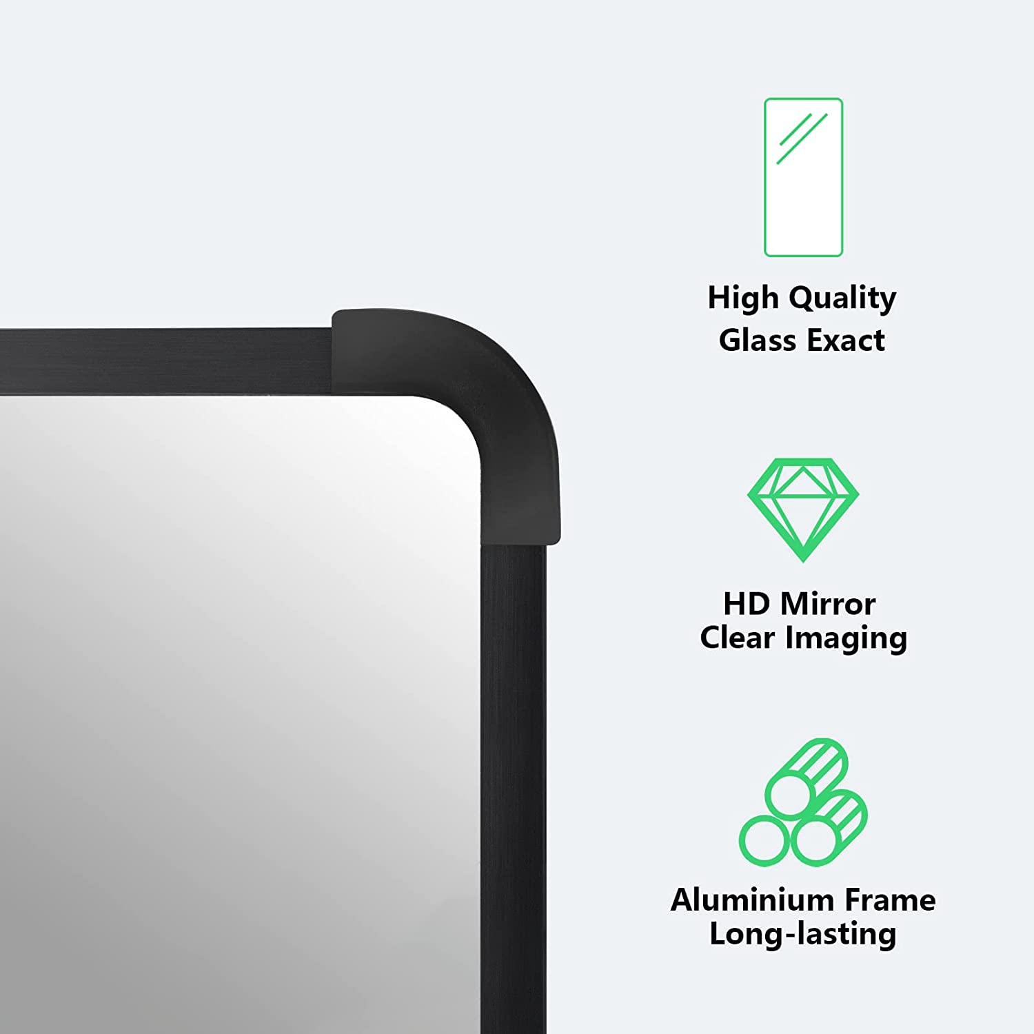 Rectangular Framed Freestanding Mirror in Black.