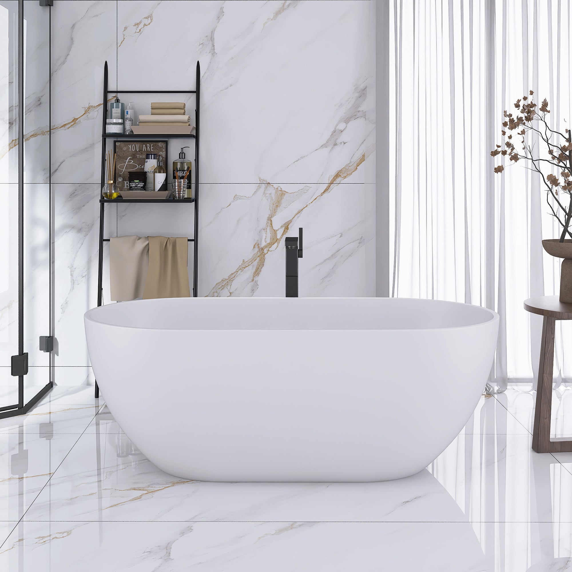 Solid Surface Freestanding Soaking Bathtub