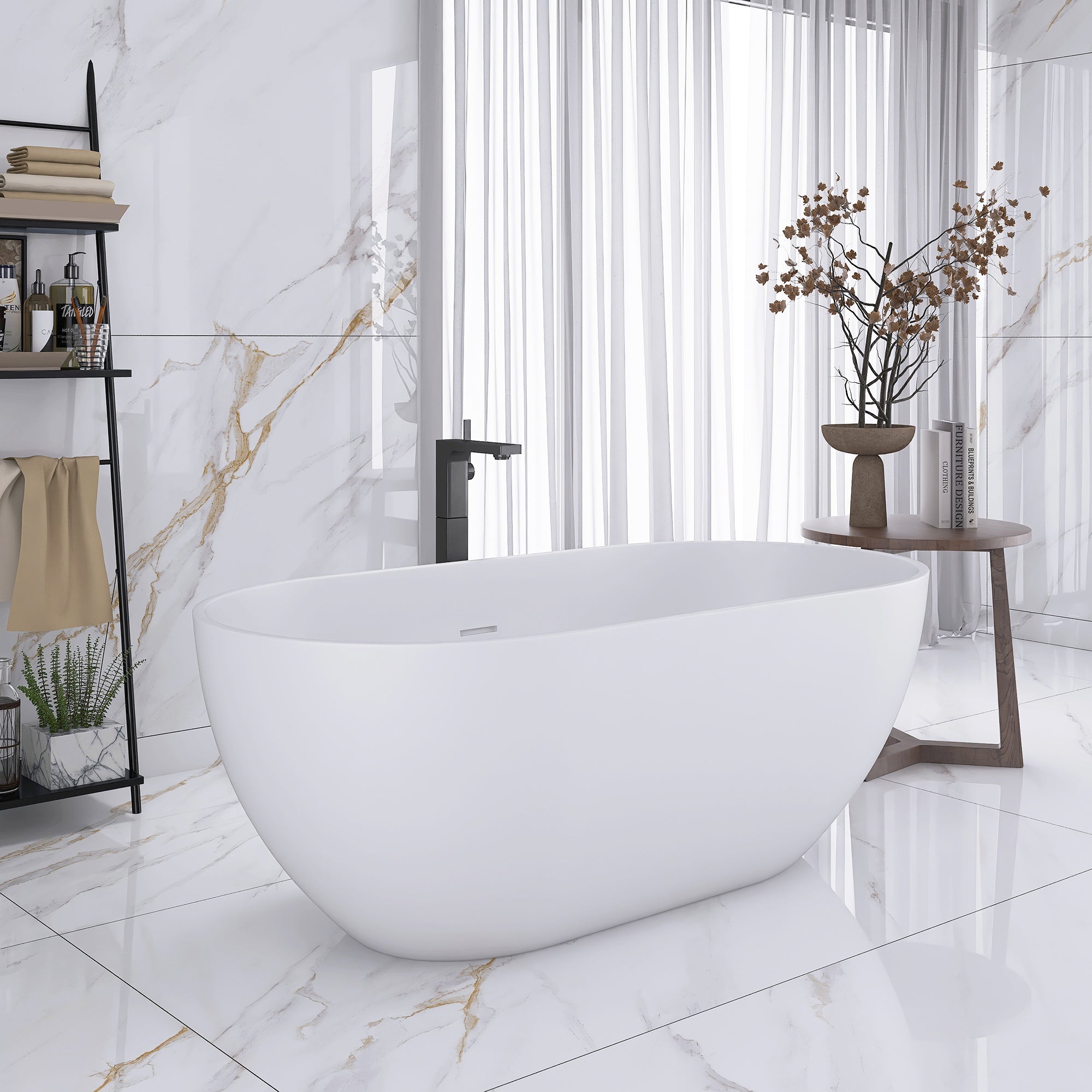 Solid Surface Freestanding Soaking Bathtub