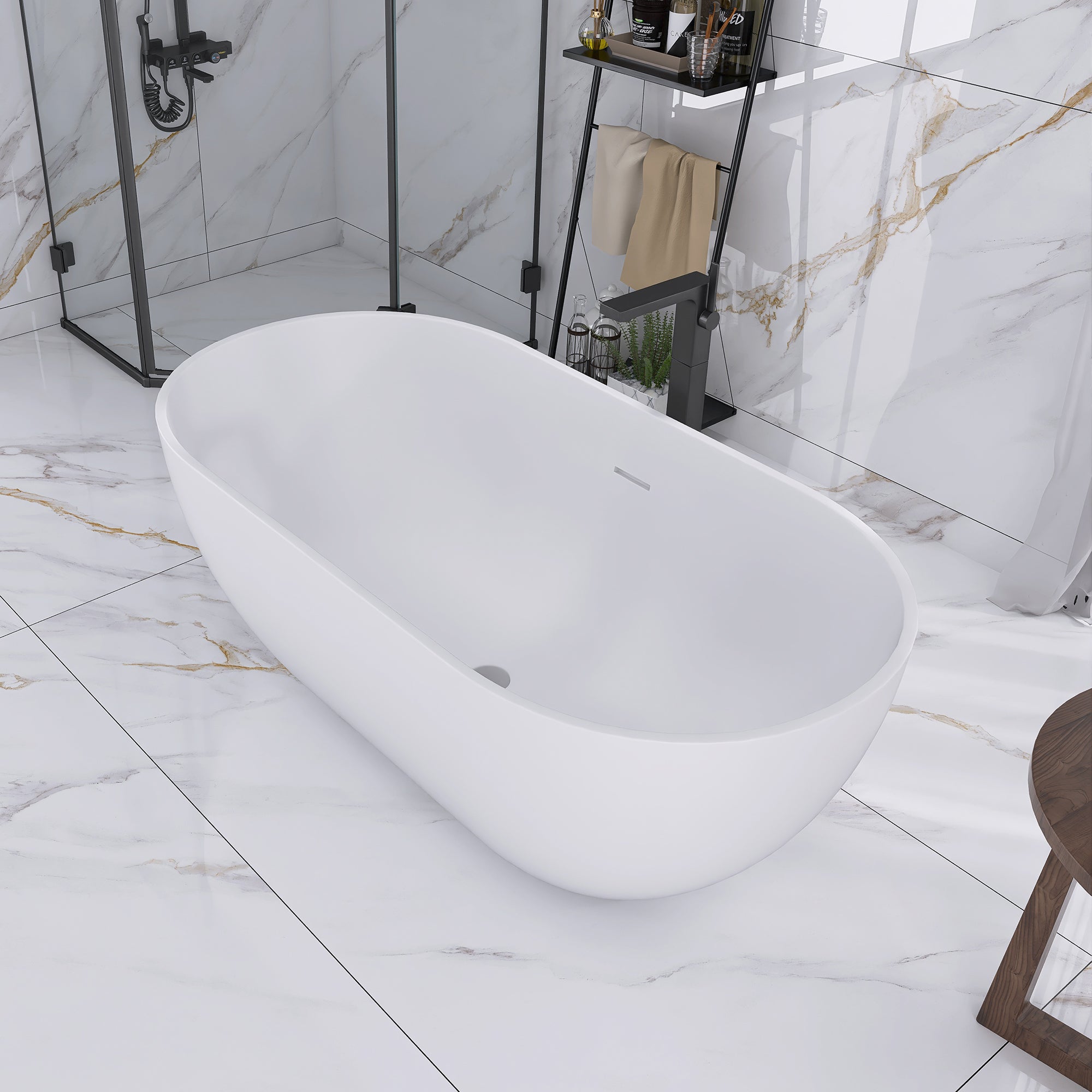 Solid Surface Freestanding Soaking Bathtub