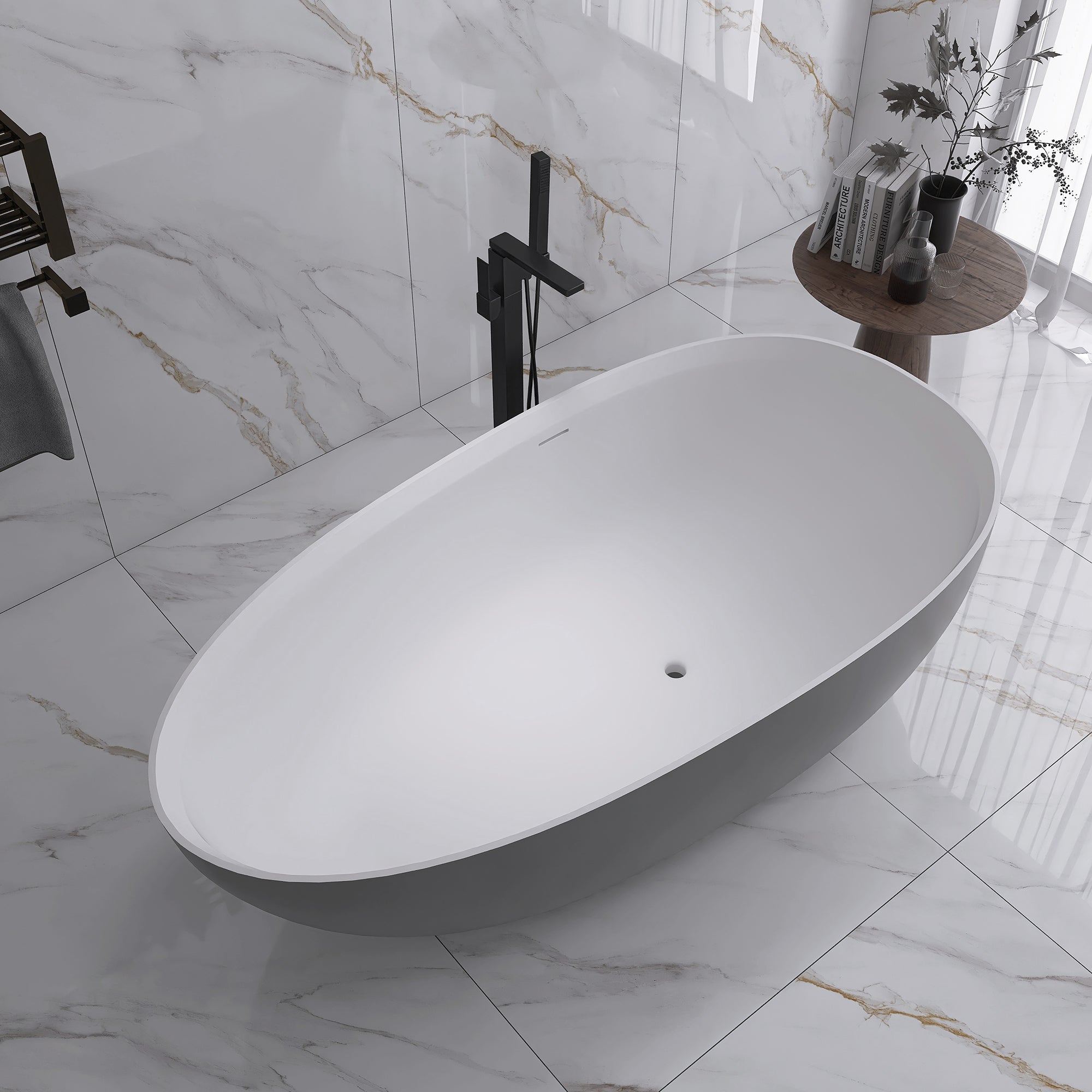 Solid Surface Freestanding Soaking Bathtub