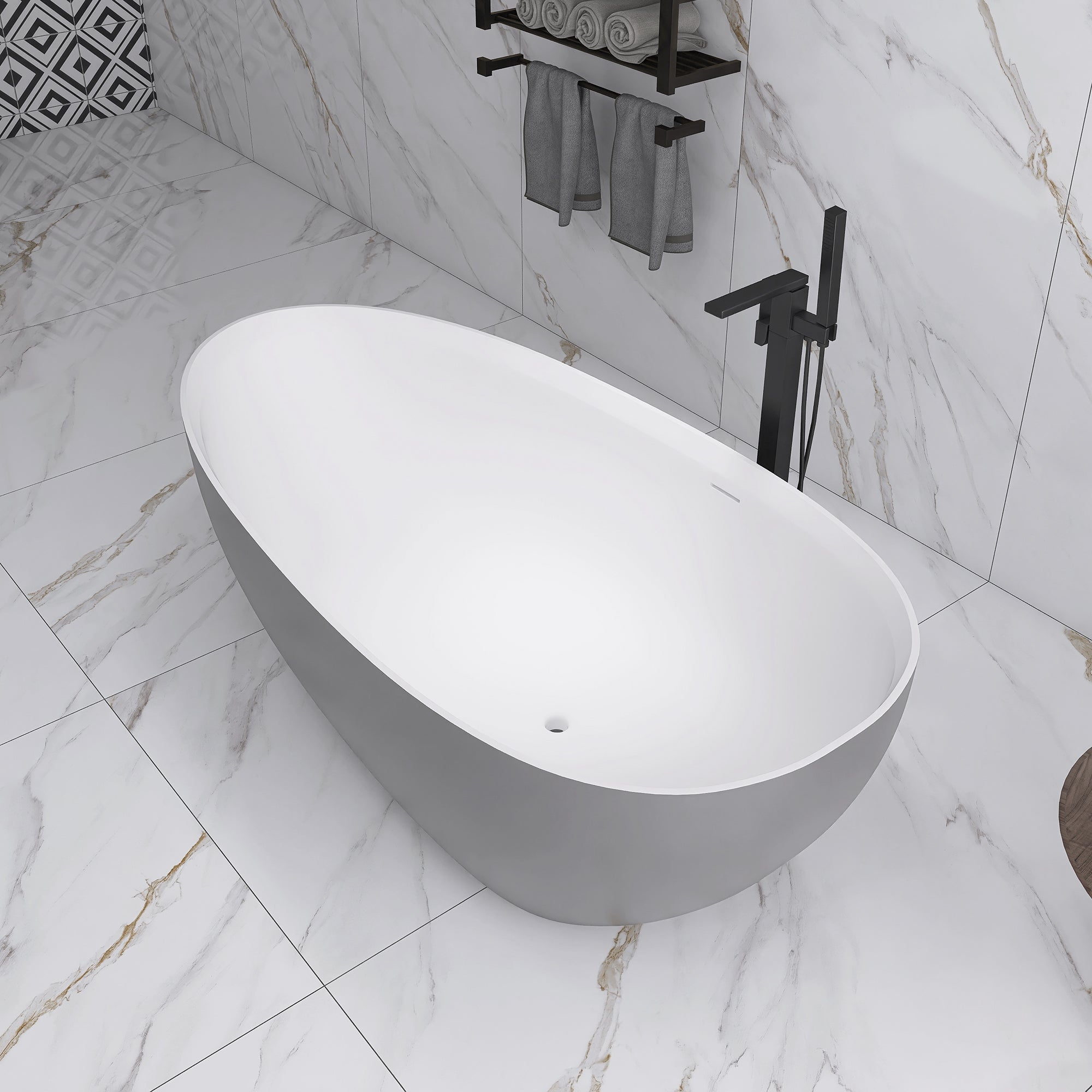 Solid Surface Freestanding Soaking Bathtub