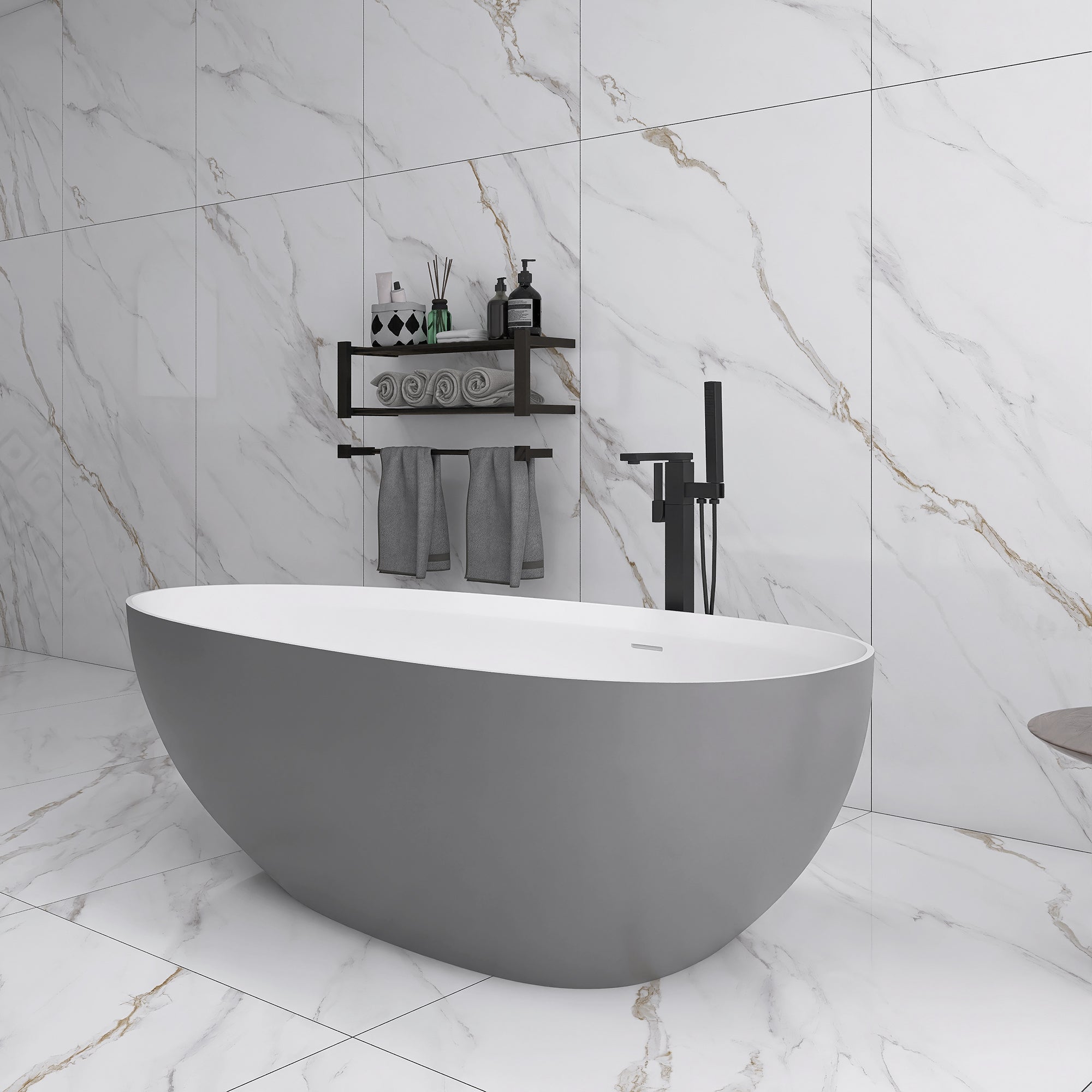 Solid Surface Freestanding Soaking Bathtub