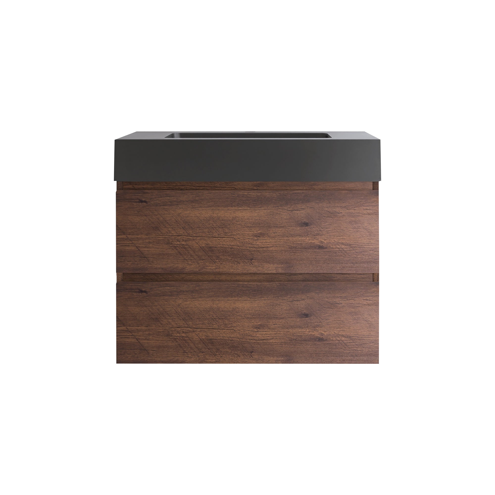 Wood Wall-Mounted Bathroom Vanity Set with Integrated Solid Surface Sink