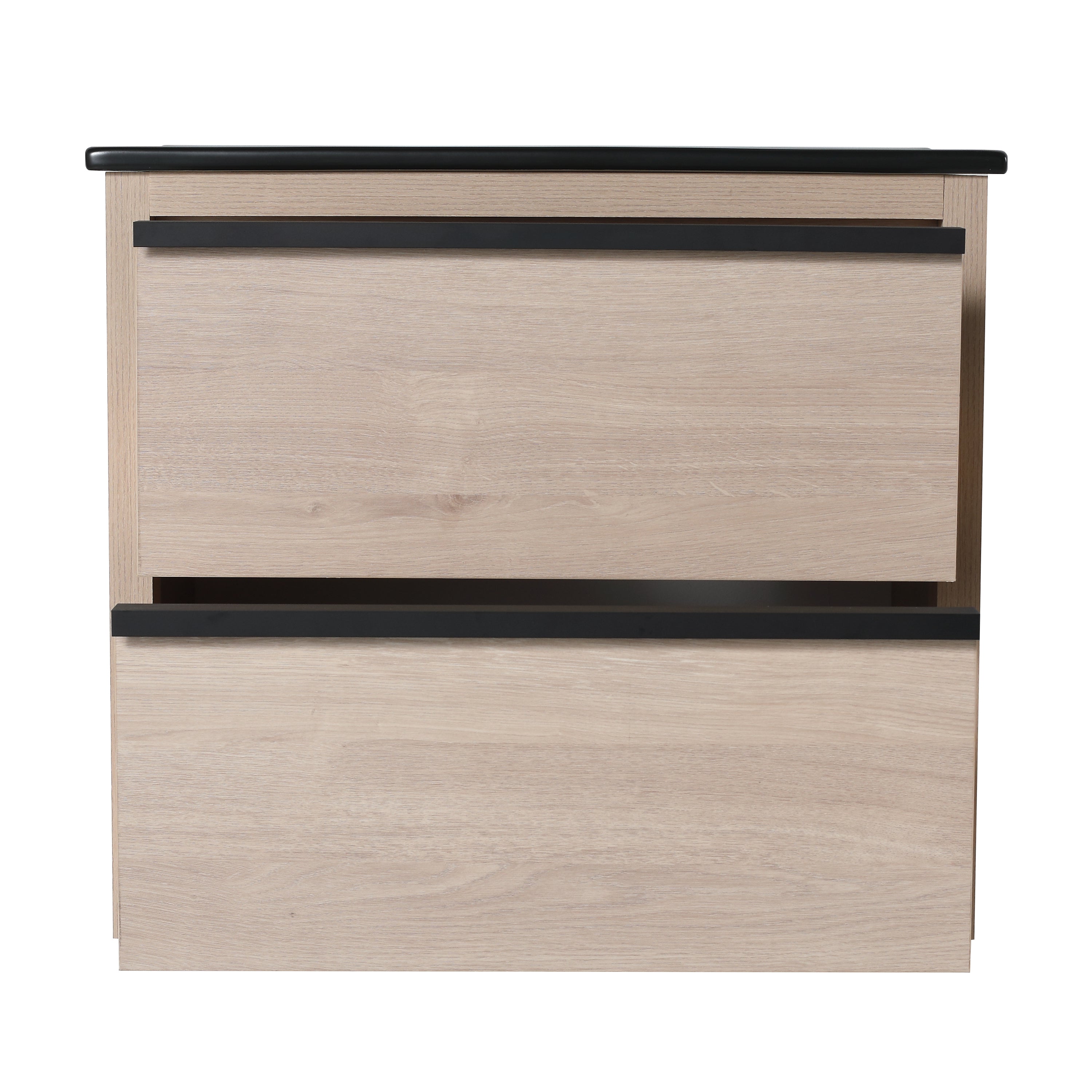 Wall-Mounted Plywood Bathroom Vanity Set in Plain Light Oak with Integrated Sink