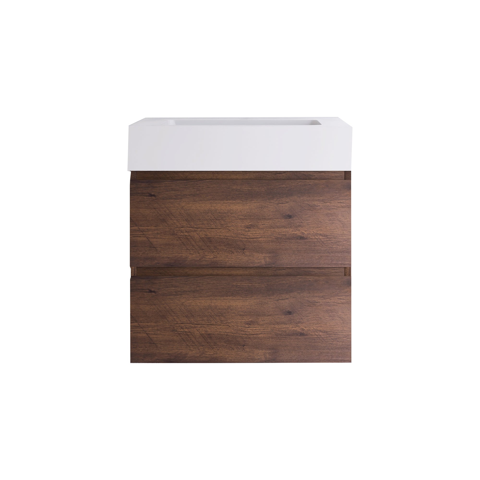 Wood Wall-Mounted Bathroom Vanity Set with Integrated Solid Surface Sink