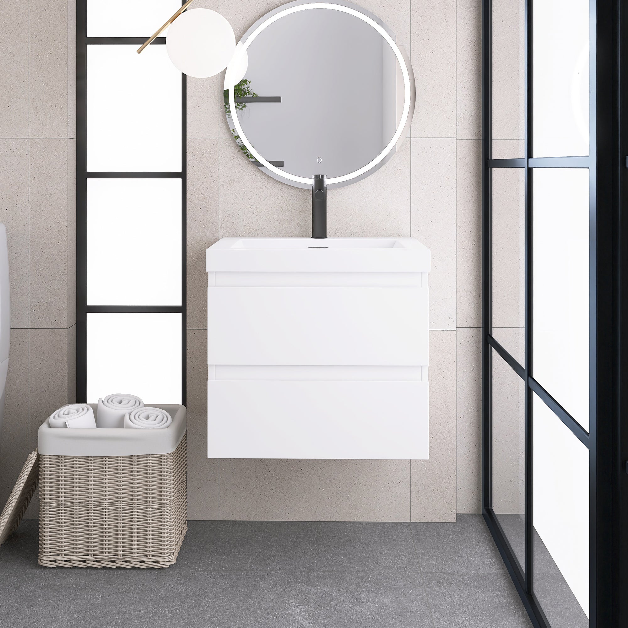 Staykiwi Wall-Mounted 2-drawer Bathroom Vanity Set with Integrated Resin Sink