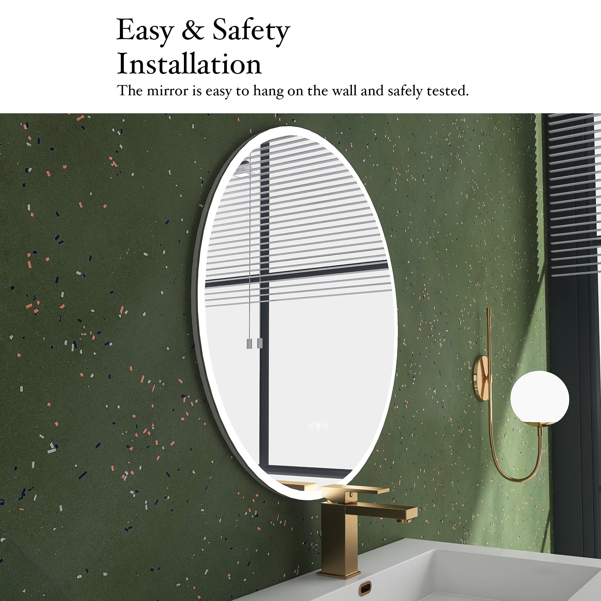 26" Acrylic led round mirror anti fog switch Touch bathroom