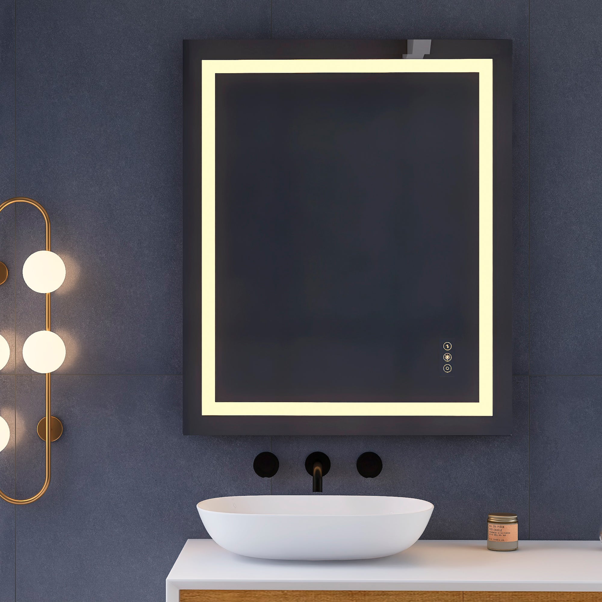 24 x 36 in. LED mirror 3-brightness and 3-colors anti-fog switch touch
