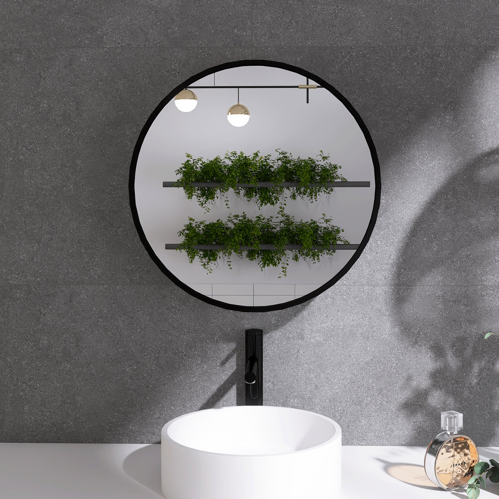 Staykiwi Medicine Cabinet Round 24 x 24 Inch, Wall Mount Bathroom Cabinet with Mirror, Circular Black Metal Framed Bath Storage Cabinet Surface Mounted
