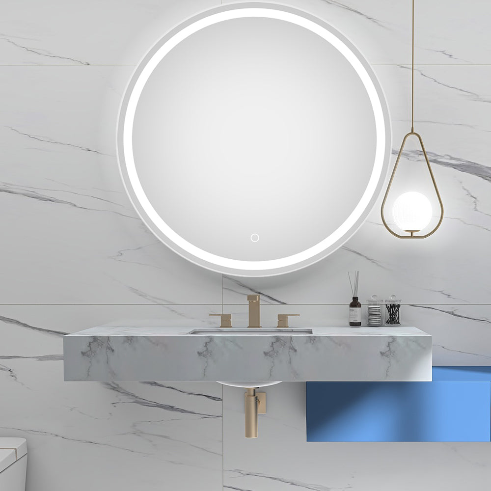 24 in. W x 24 in. H Round Frameless Wall-Mount Anti-Fog Bathroom Vanity Mirror