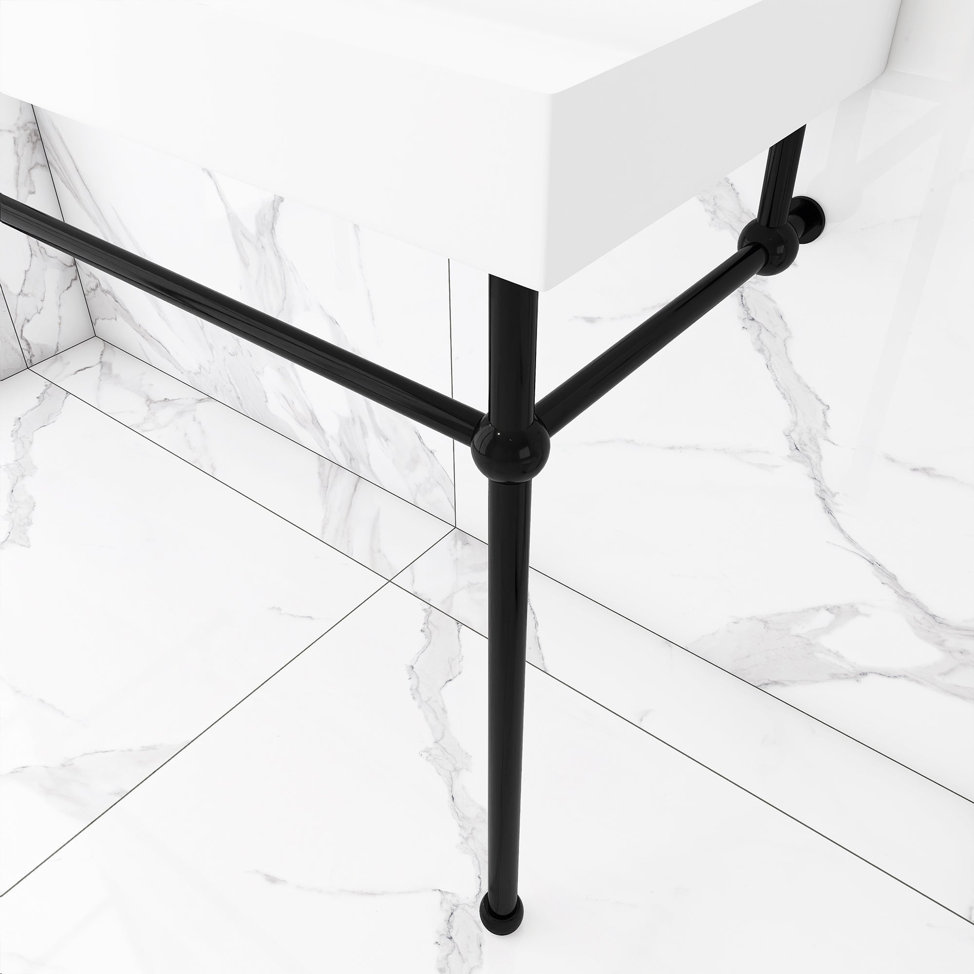 Rectangle Solid Surface Console Bathroom Sink with Drain Hole